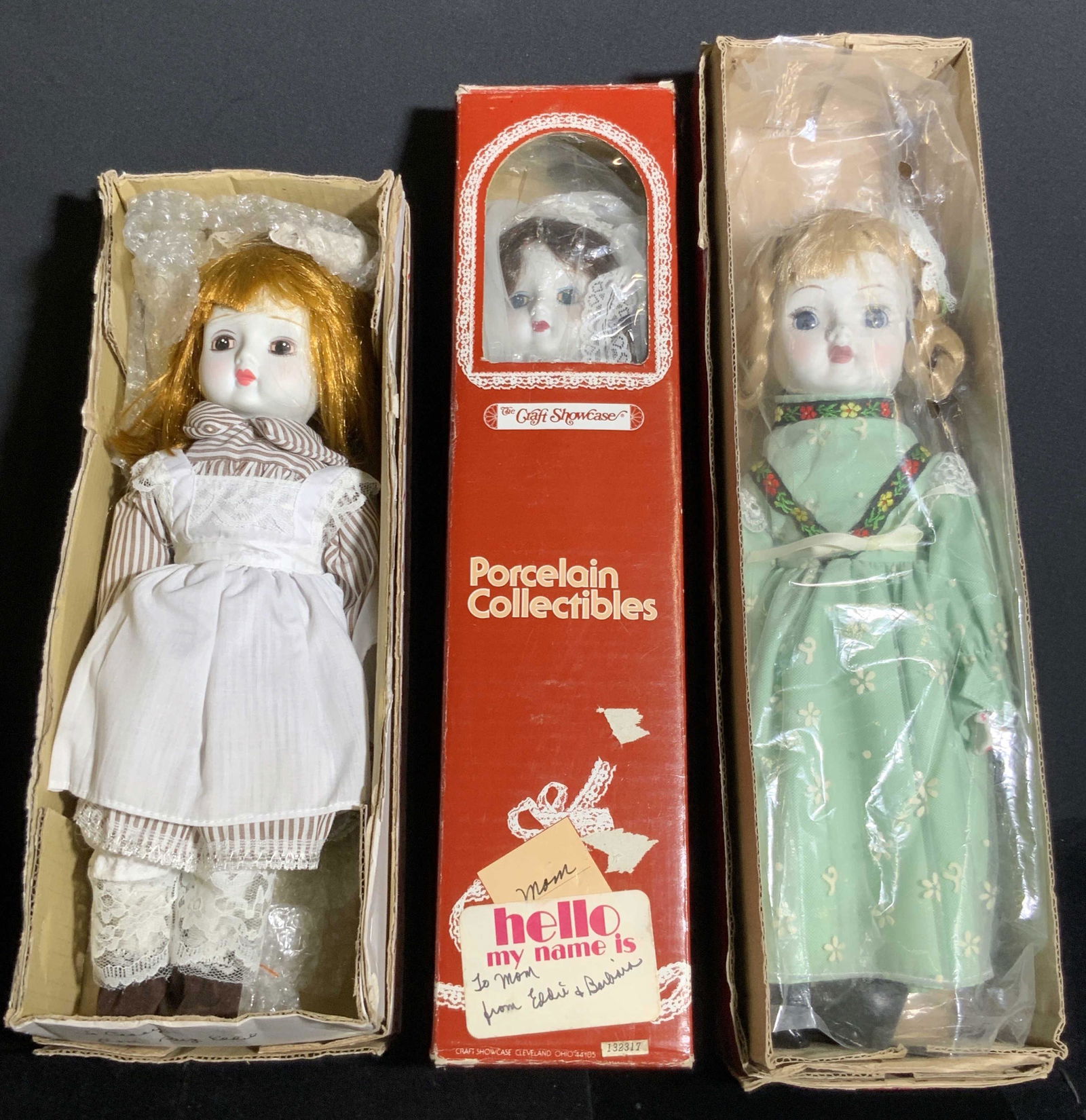 Lot 3 Vntg Collectible Porcelain Dolls, Org Boxes (1 of 10)