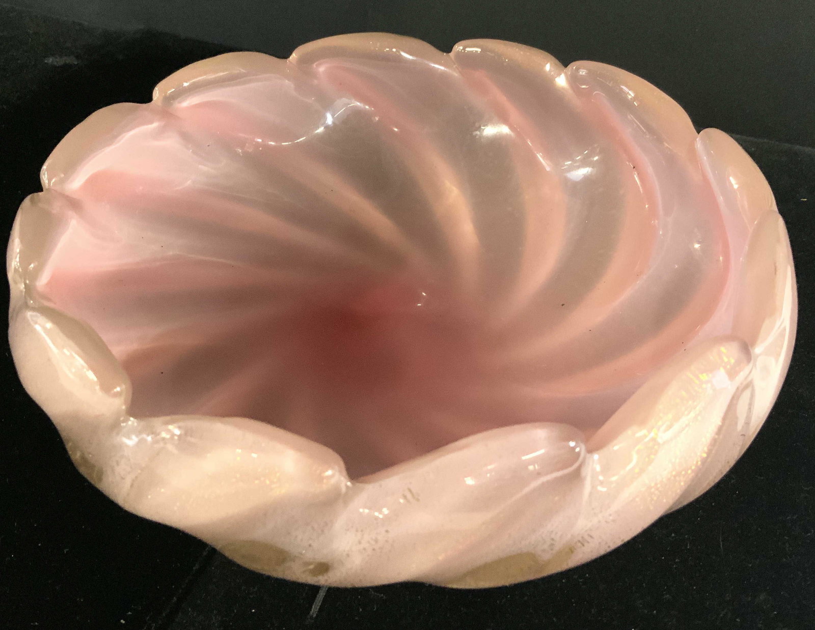 MURANO Glass Art Glass Bowl W Gold Flecks (1 of 8)