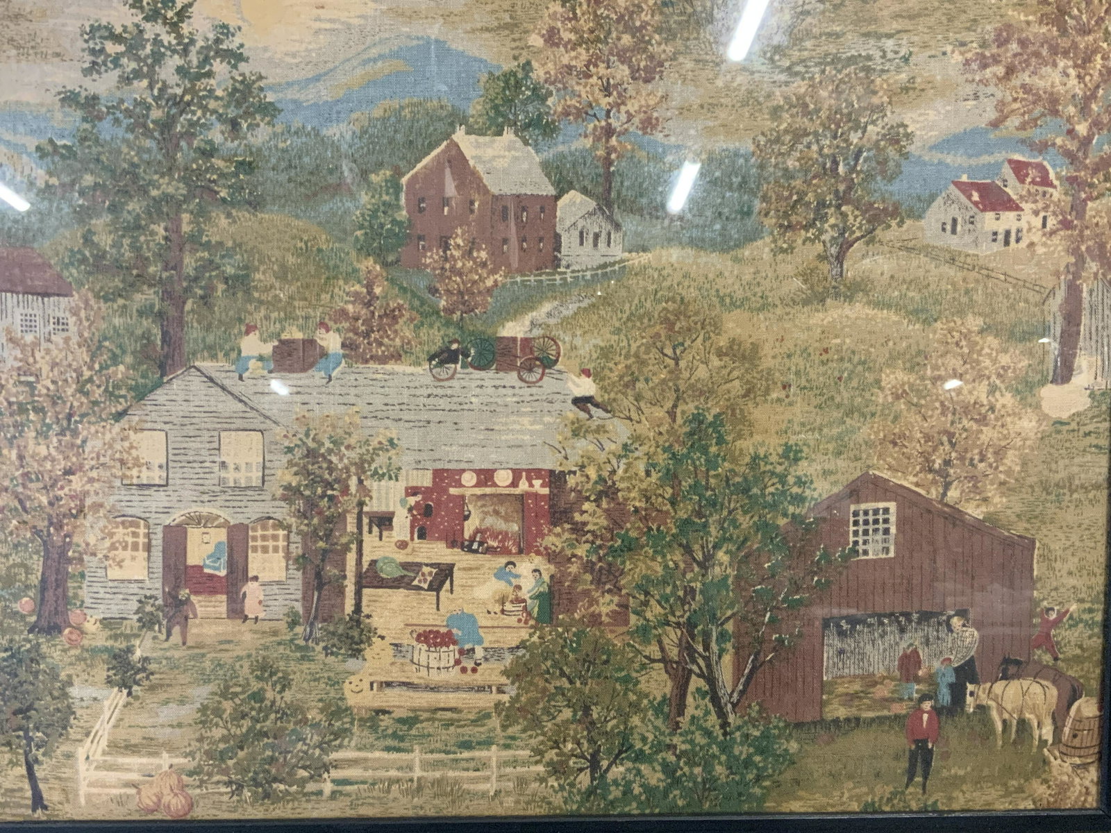 Framed Fabric Farm Scene Artwork (1 of 6)