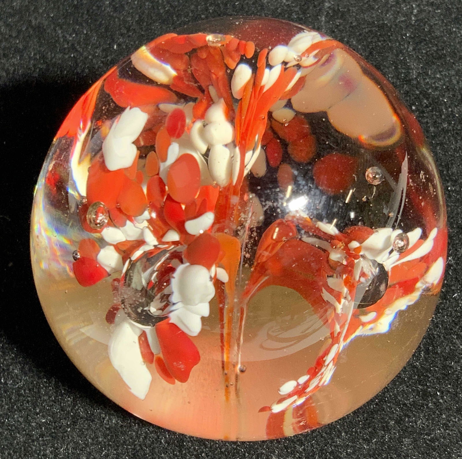 Red & White Art Glass Paperweight (1 of 9)