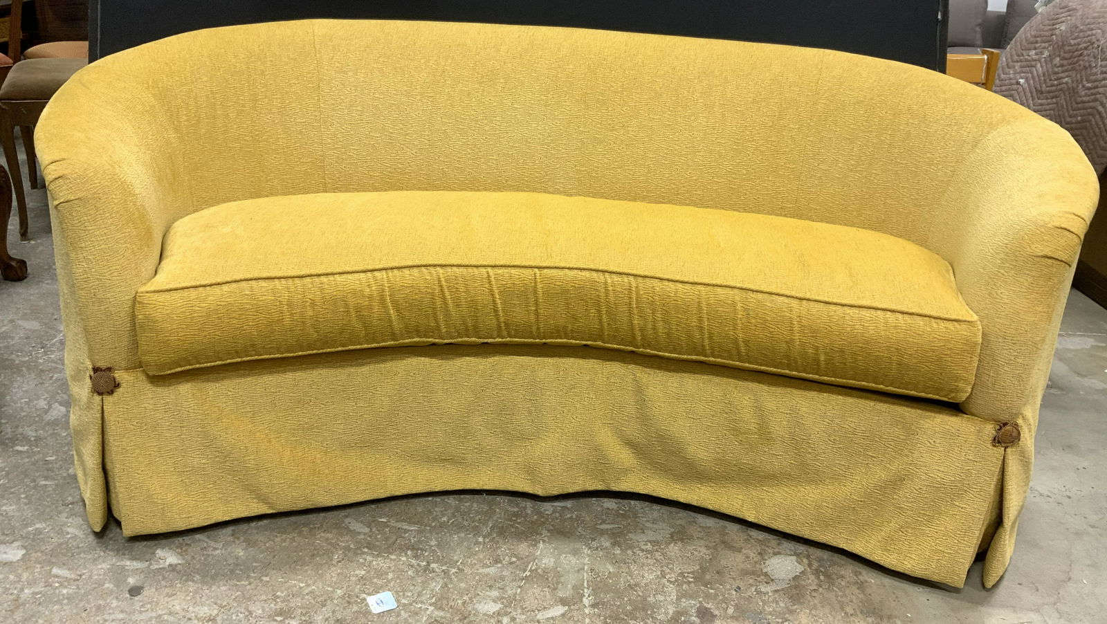 Custom Upholstered Vintage Curved Sofa (1 of 9)