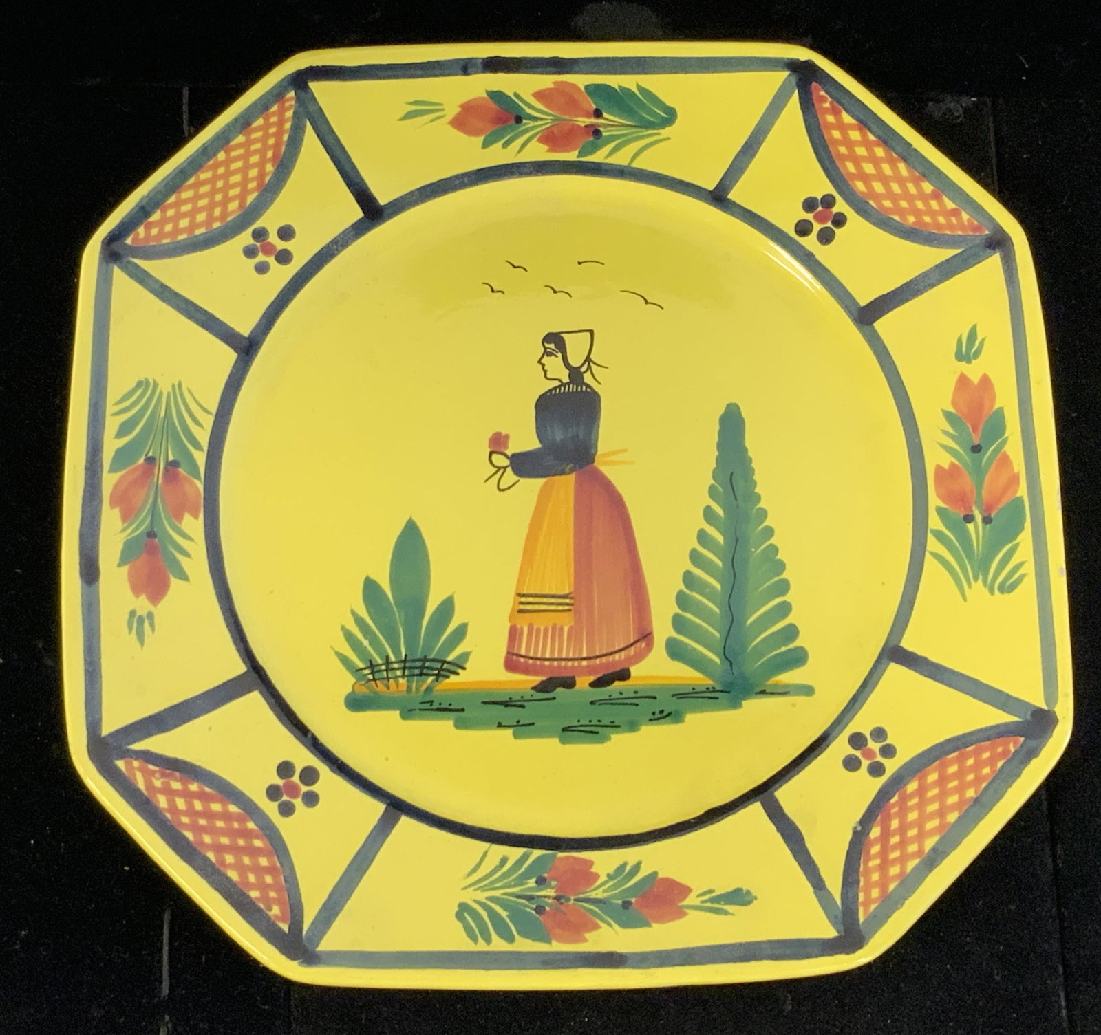 Artist Signed Hand Painted French Ceramic Plate (1 of 8)