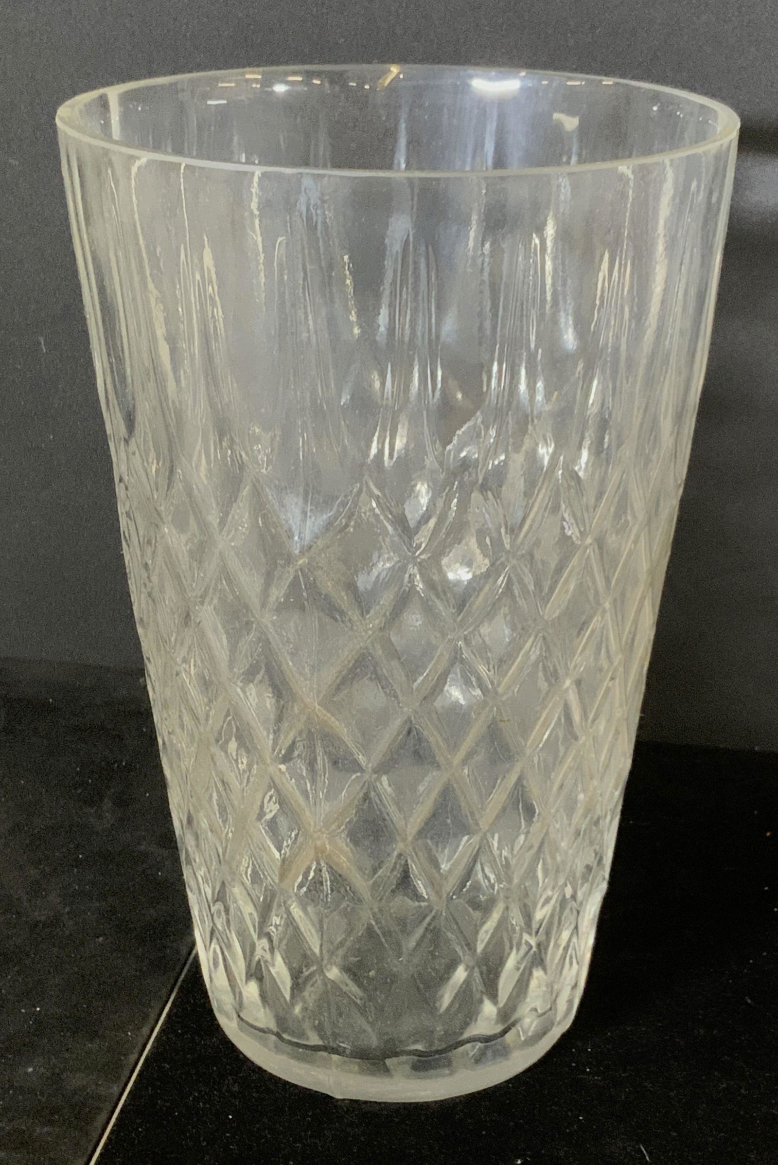 Vintage PRESSED GLASS VASE, DIAMOND PATTERN (1 of 5)