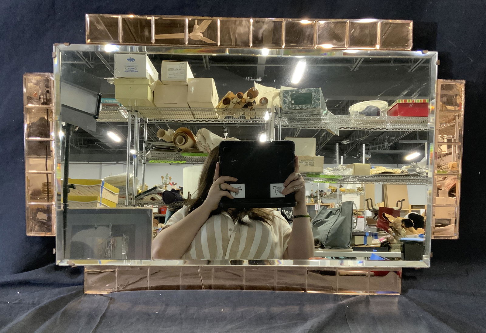 Modernist Two Toned Beveled Wall Mirror (1 of 6)