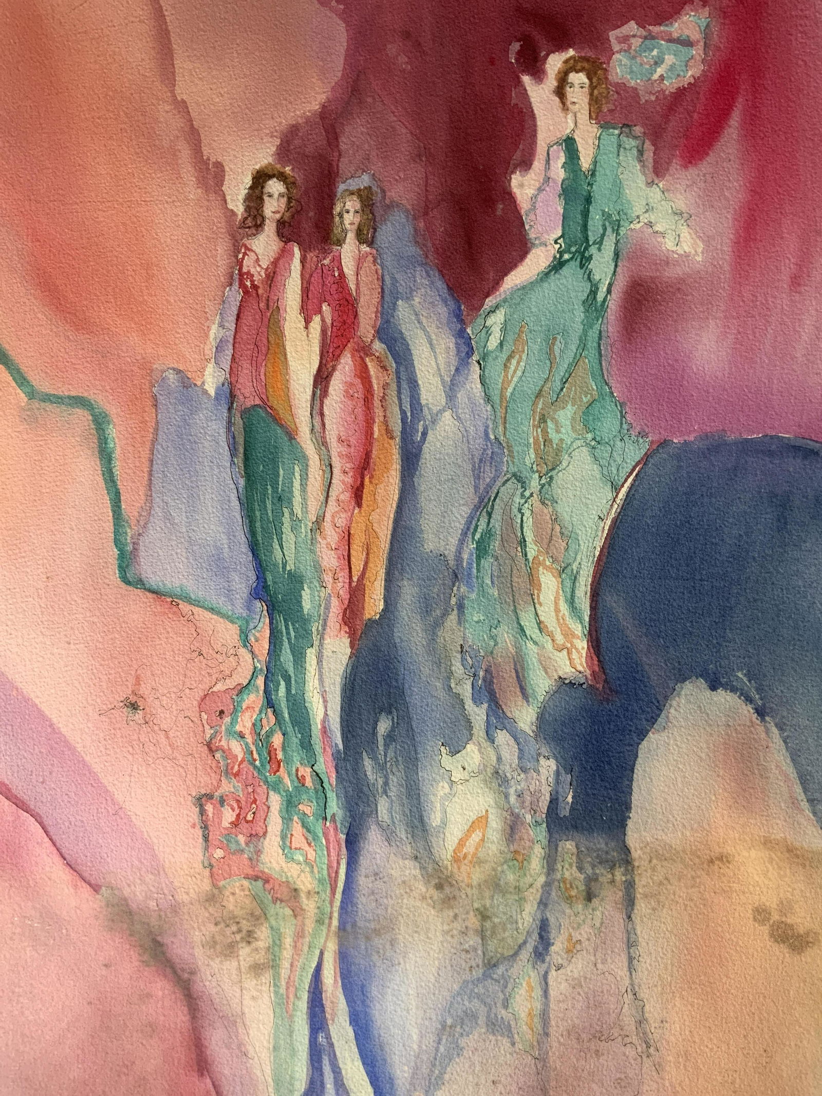 JANE BAZINET Signed Watercolor Painting 1986 (1 of 6)