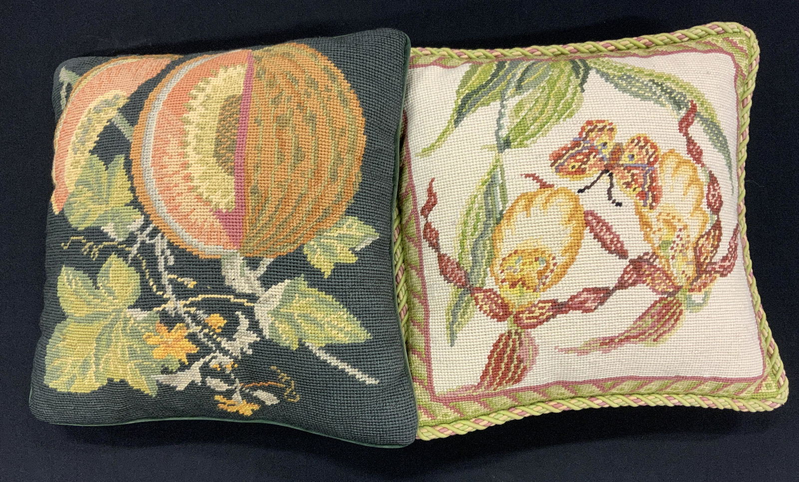 Pair Needlepoint Throw Pillows (1 of 5)