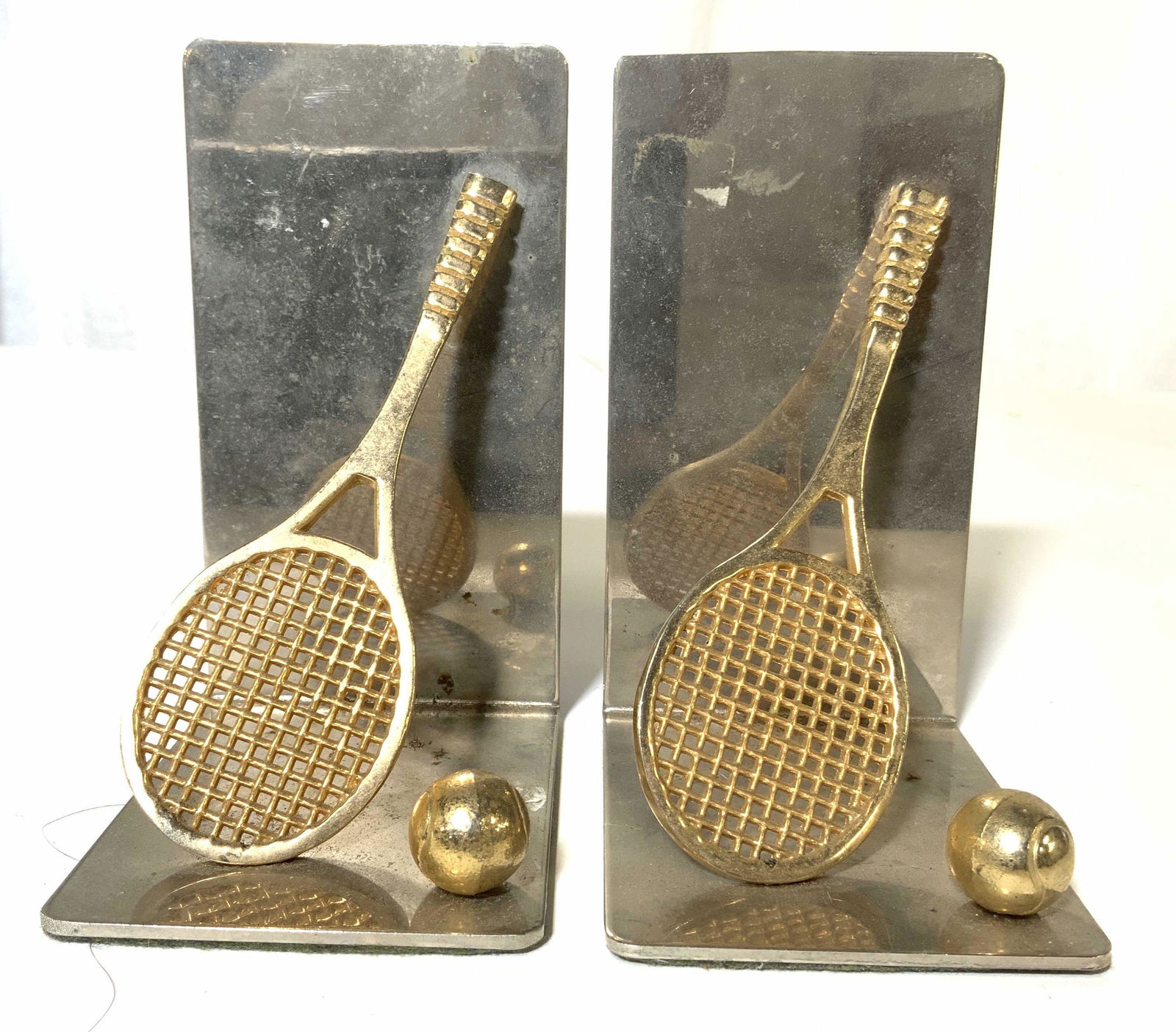 Silver & Gold Toned Metal Bookends (1 of 8)