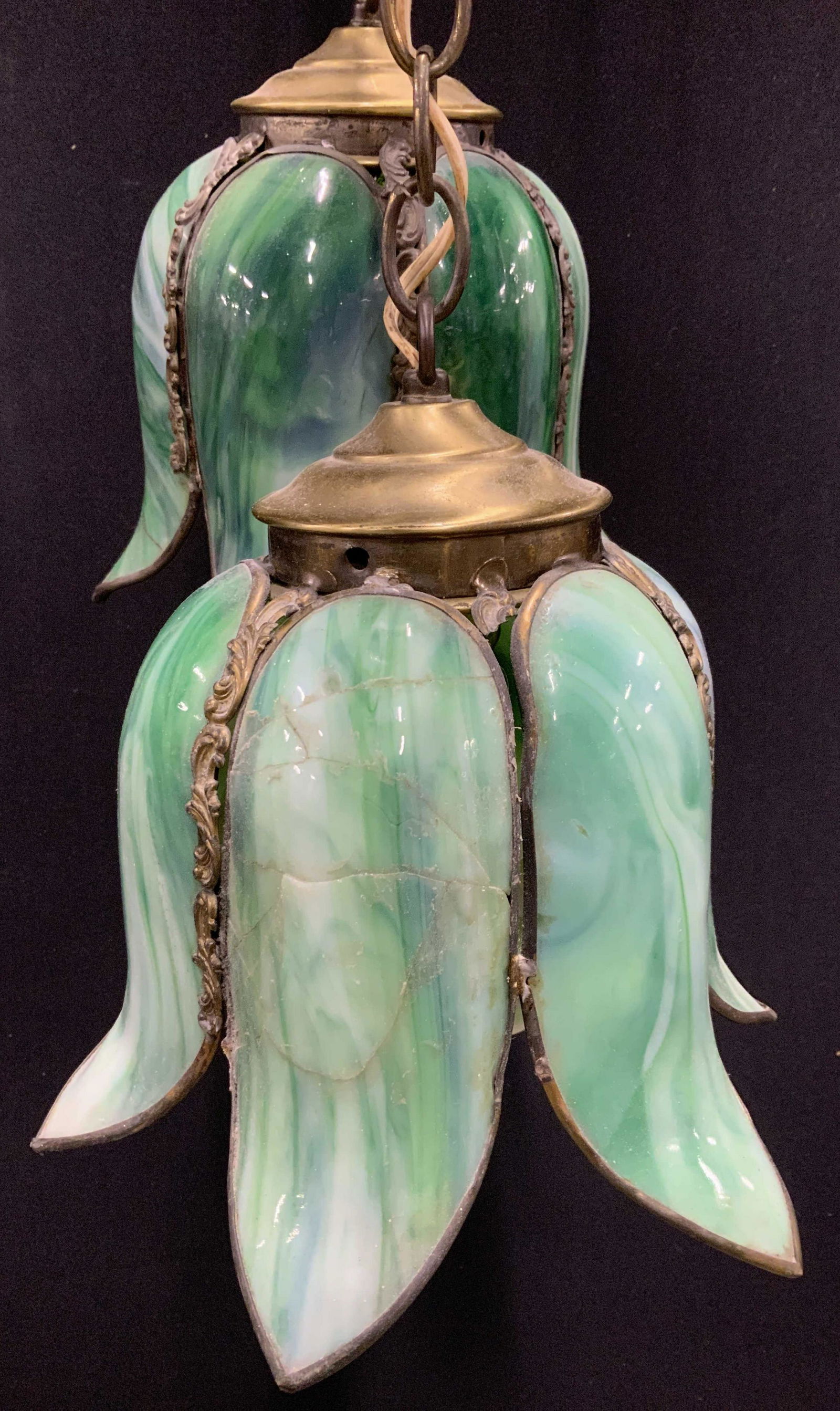 Pair Art Nouveau Arts & Crafts Resin Lights (1 of 11)