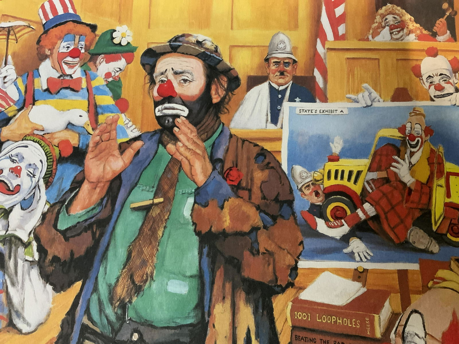 Pair LEIGHTON JONES Clown Offset Lithographs (1 of 6)