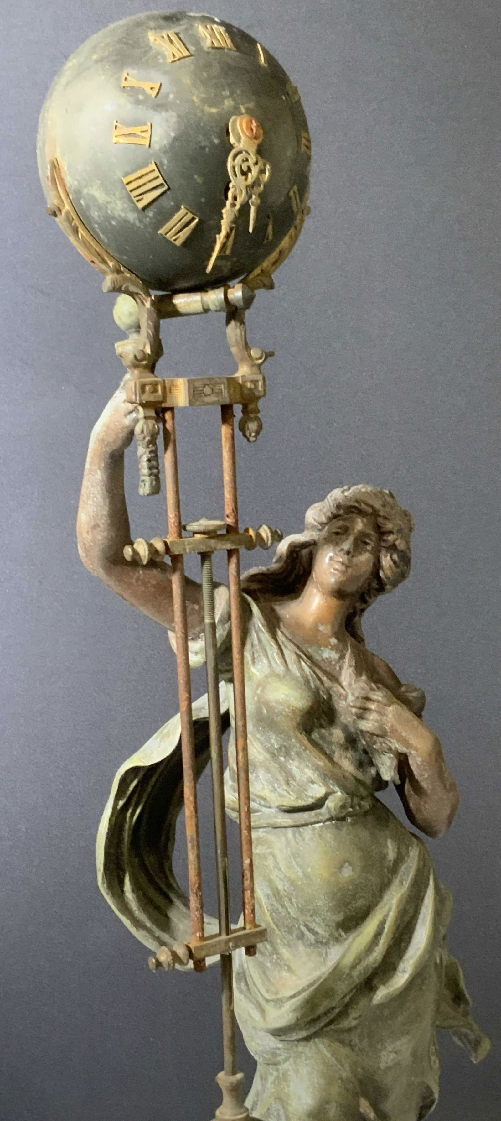 Signed Auguste MORAEU French Spelter Mantel Clock (1 of 12)