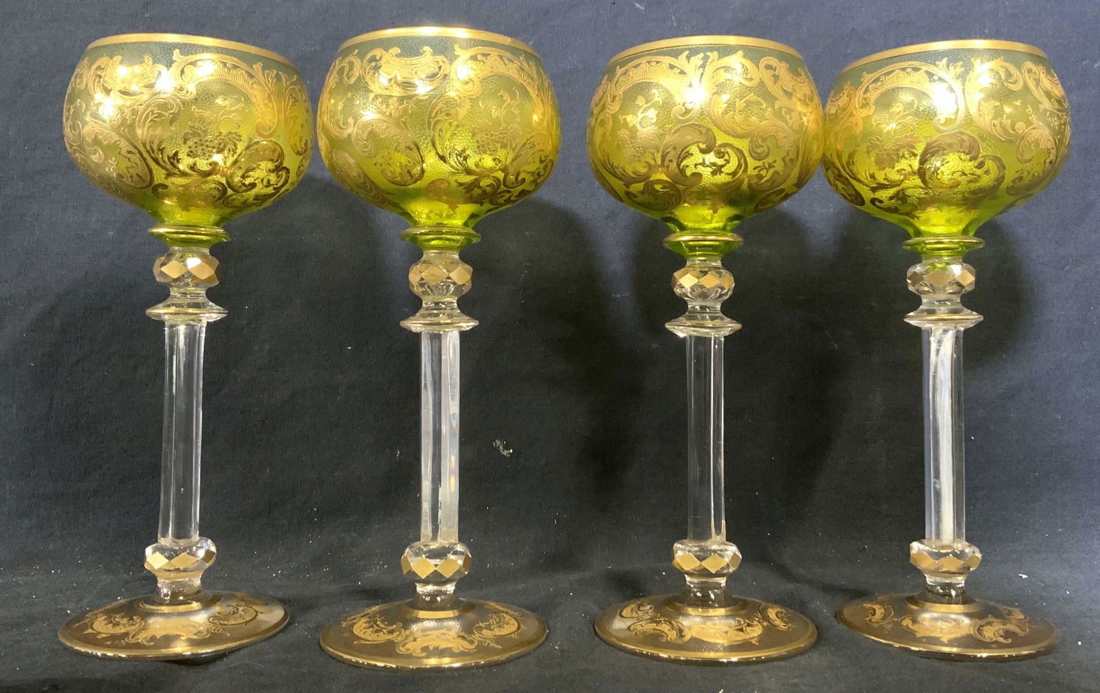 Set 4 Ornate Venetian Glass Goblets Stemware (1 of 8)