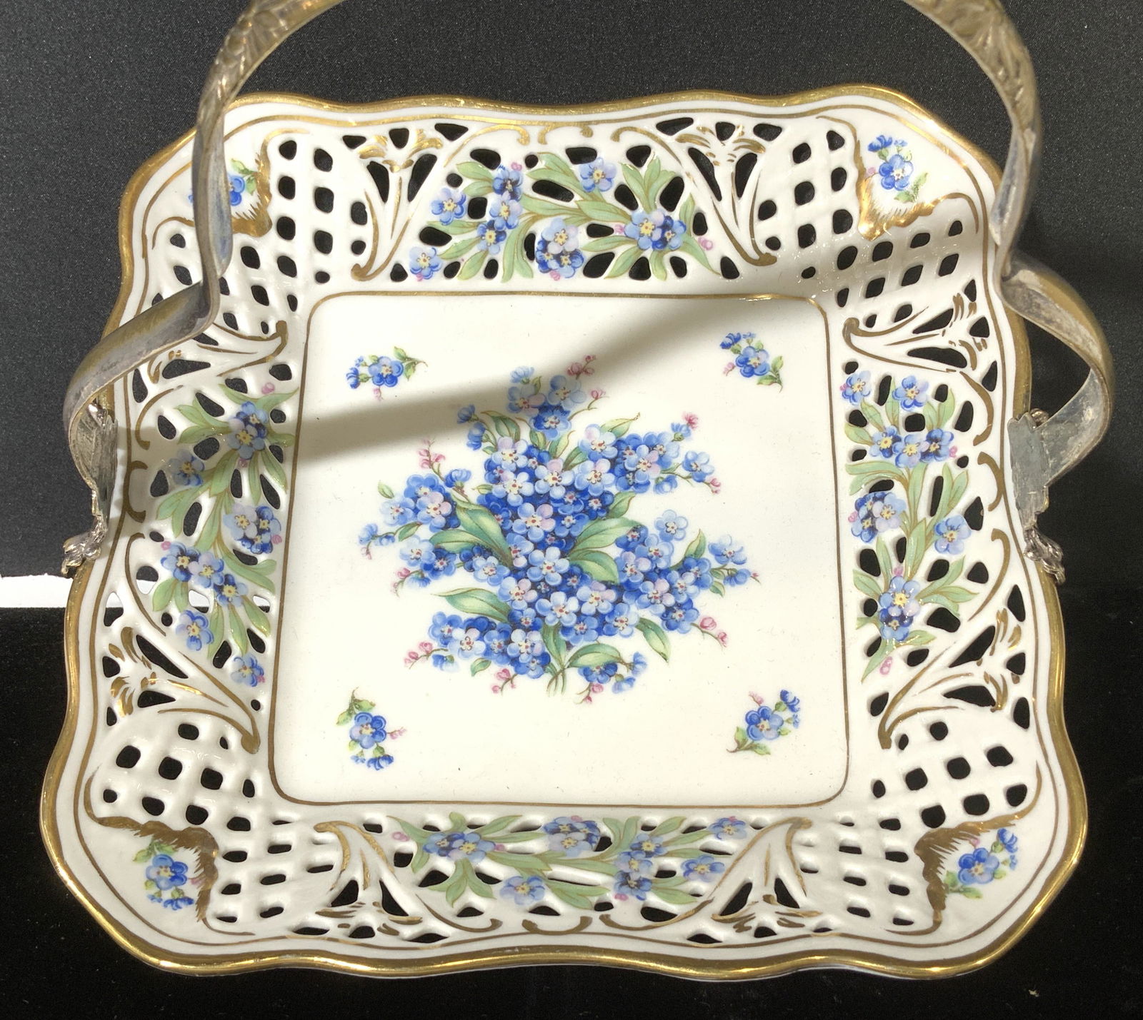 SCHUMANN Pierced Porcelain Plate w Handle, Bavaria (1 of 6)