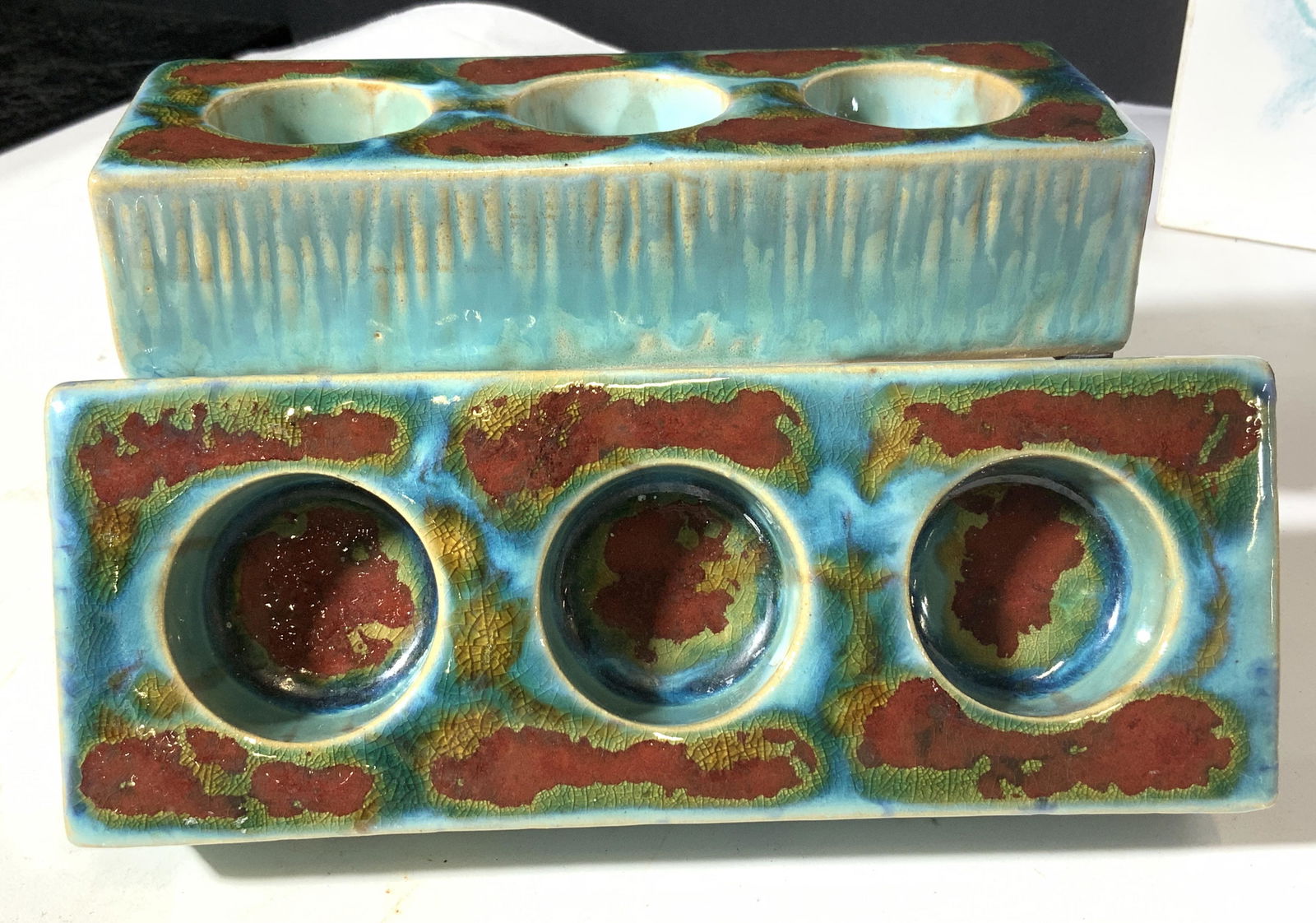 Pair Ceramic Glazed Votive Candle Holders (1 of 5)