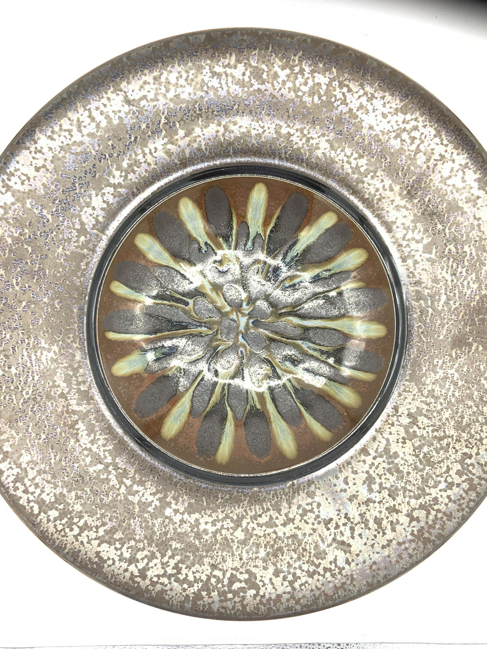 Signed Artist Iridescent Ceramic Centerpiece Bowl (1 of 7)