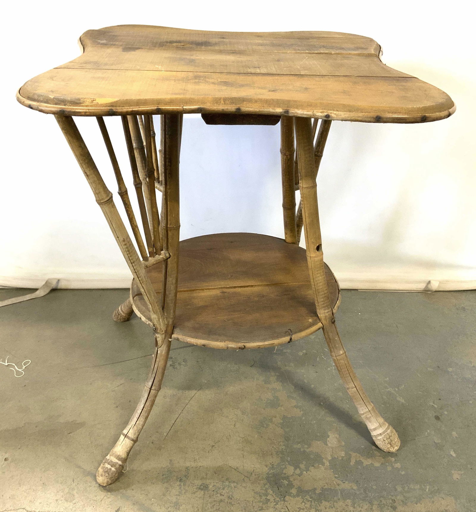 Vintage Victorian Bamboo Table W Shelf (1 of 8)