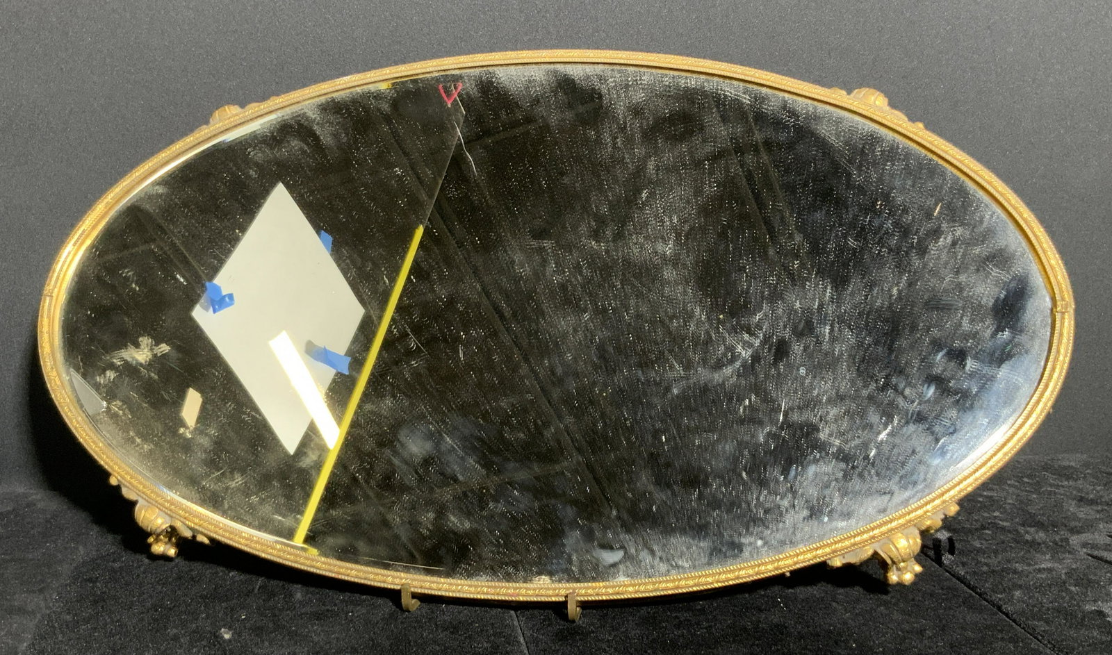 Vintage Mirrored Vanity Tray, Clawed Feet (1 of 9)