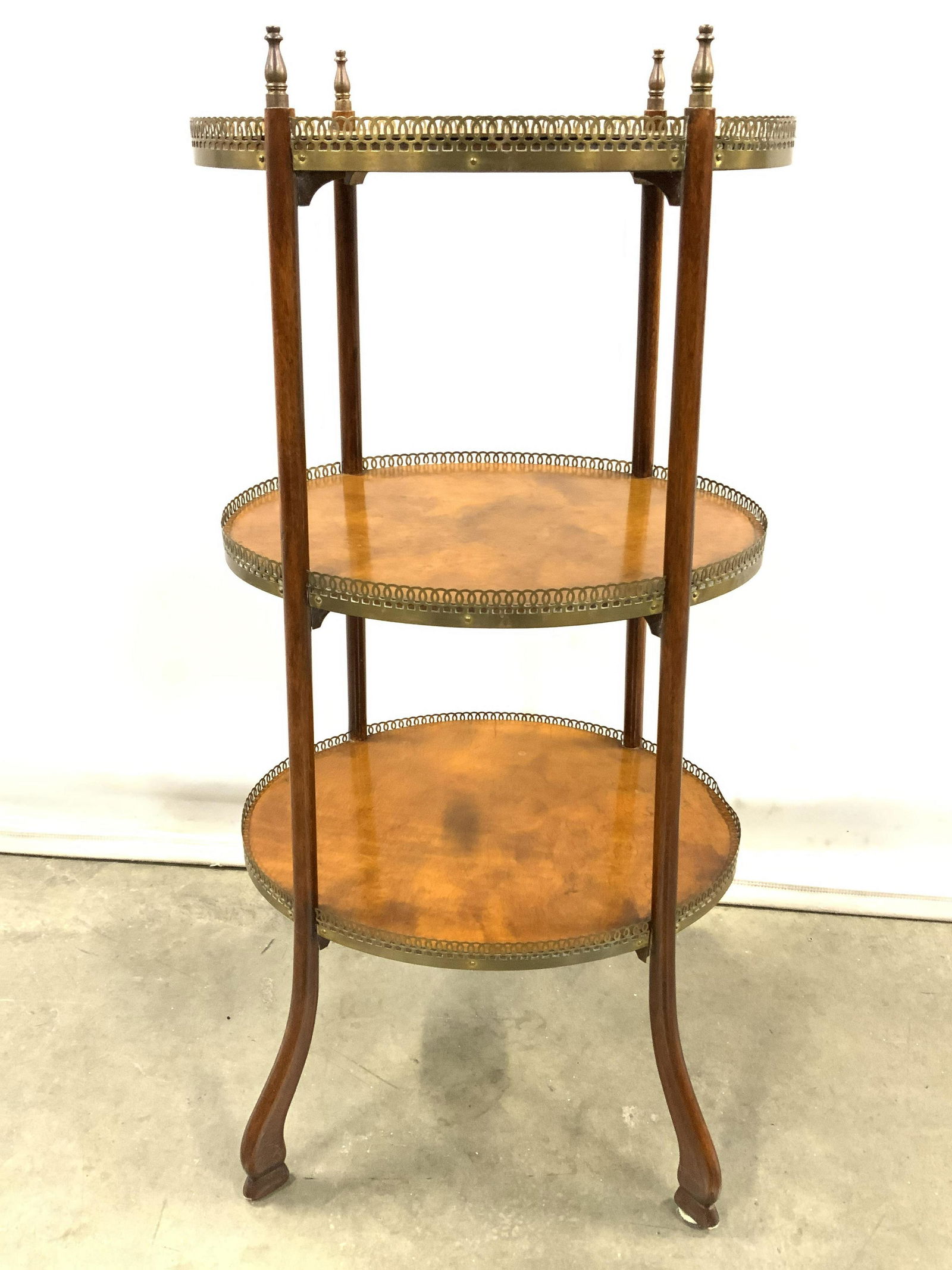 Vintage 3 Tier Side Table W Gallery Edges (1 of 8)