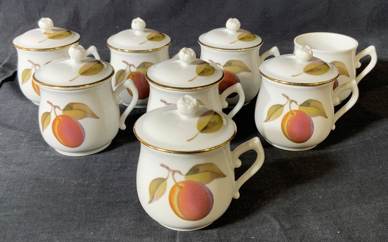 Set 8 ROYAL WORCESTER Porcelain Pots de Creme Cups (1 of 9)