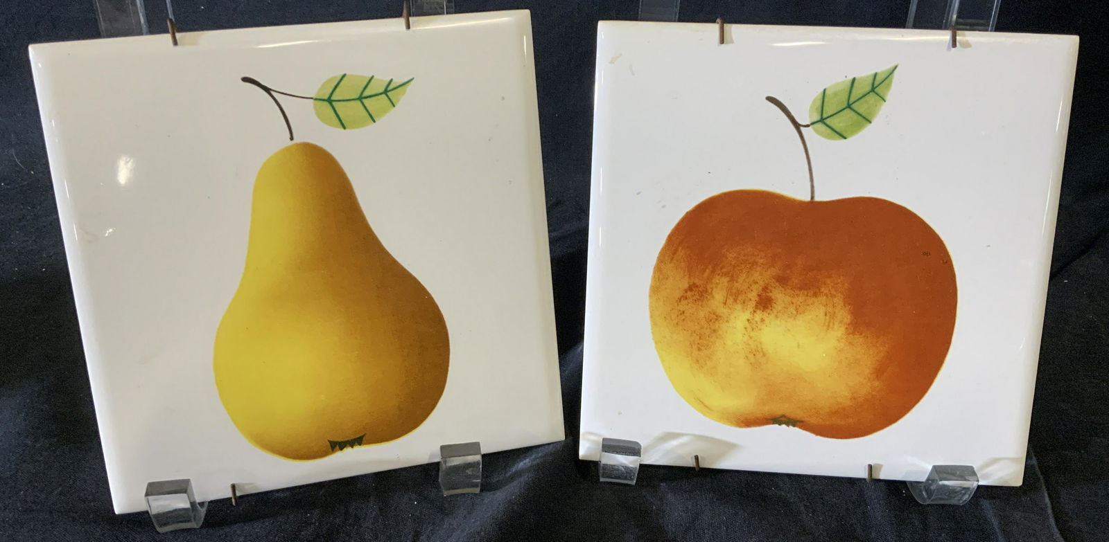 Pair French Porcelain Hanging Wall Tiles (1 of 6)