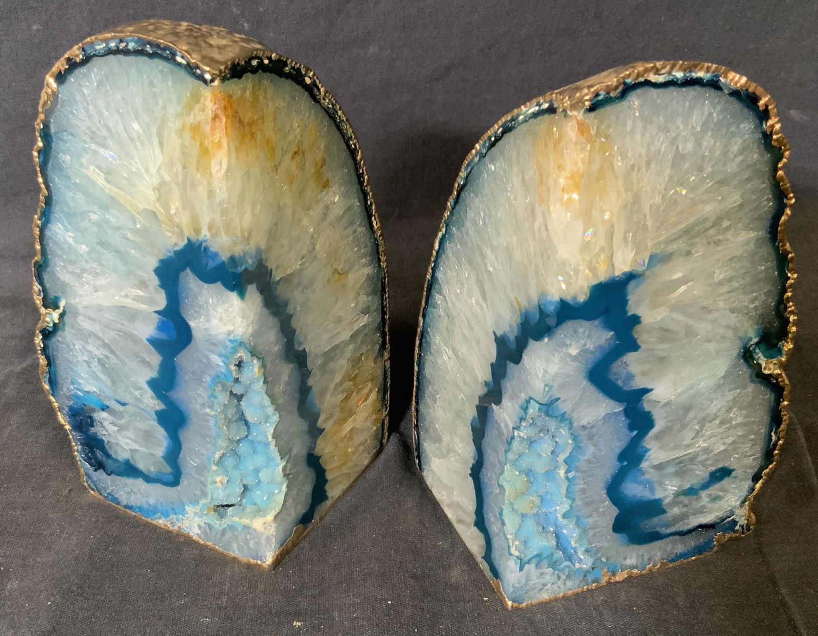 Pair Blue Agate Geode Book Ends (1 of 6)