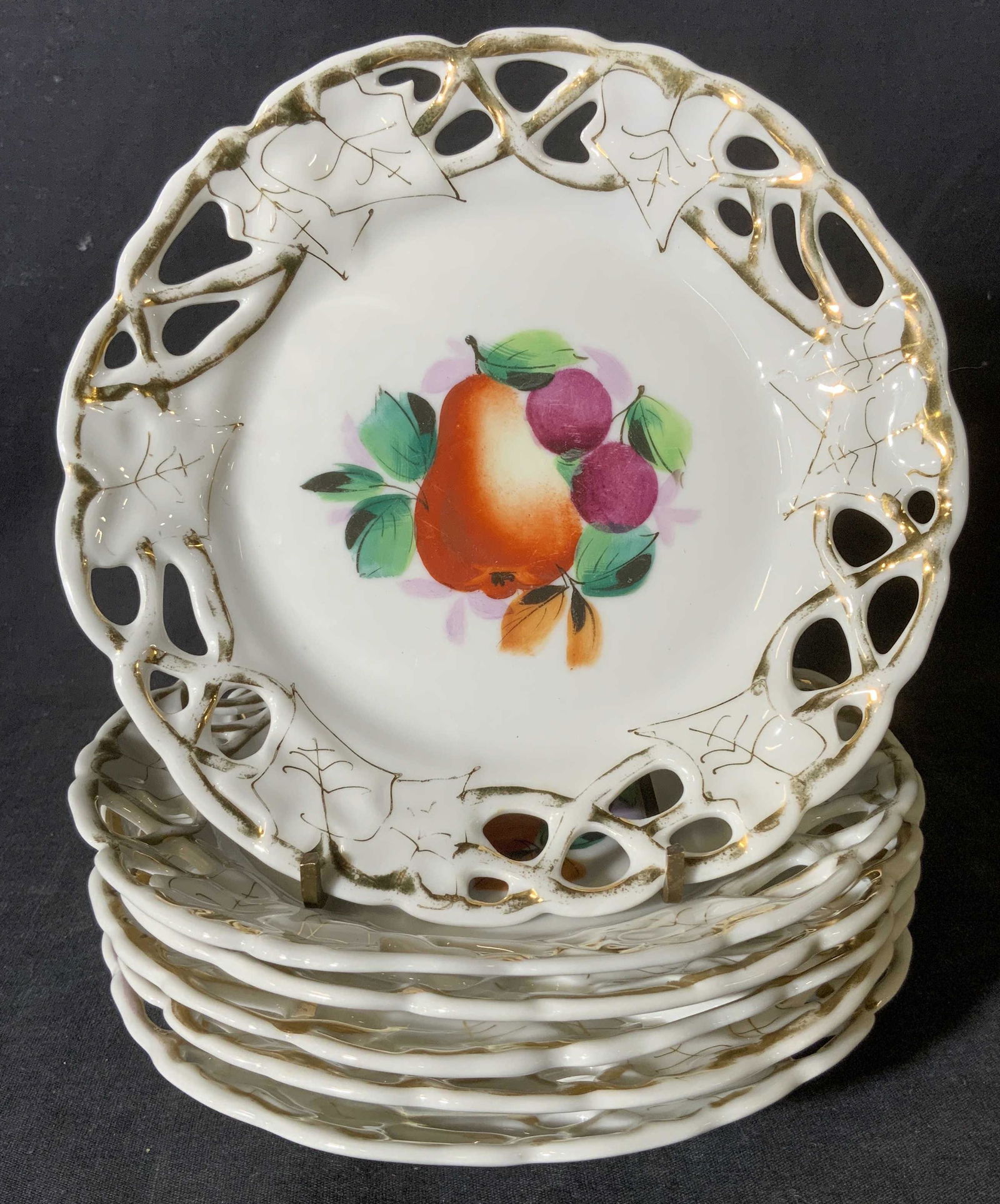 Set 6 Pierced Porcelain Plates (1 of 6)