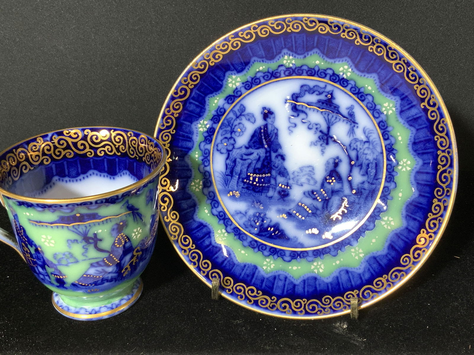 Vintage SA & Co. Gilt Porcelain Tea Cup & Saucer (1 of 6)