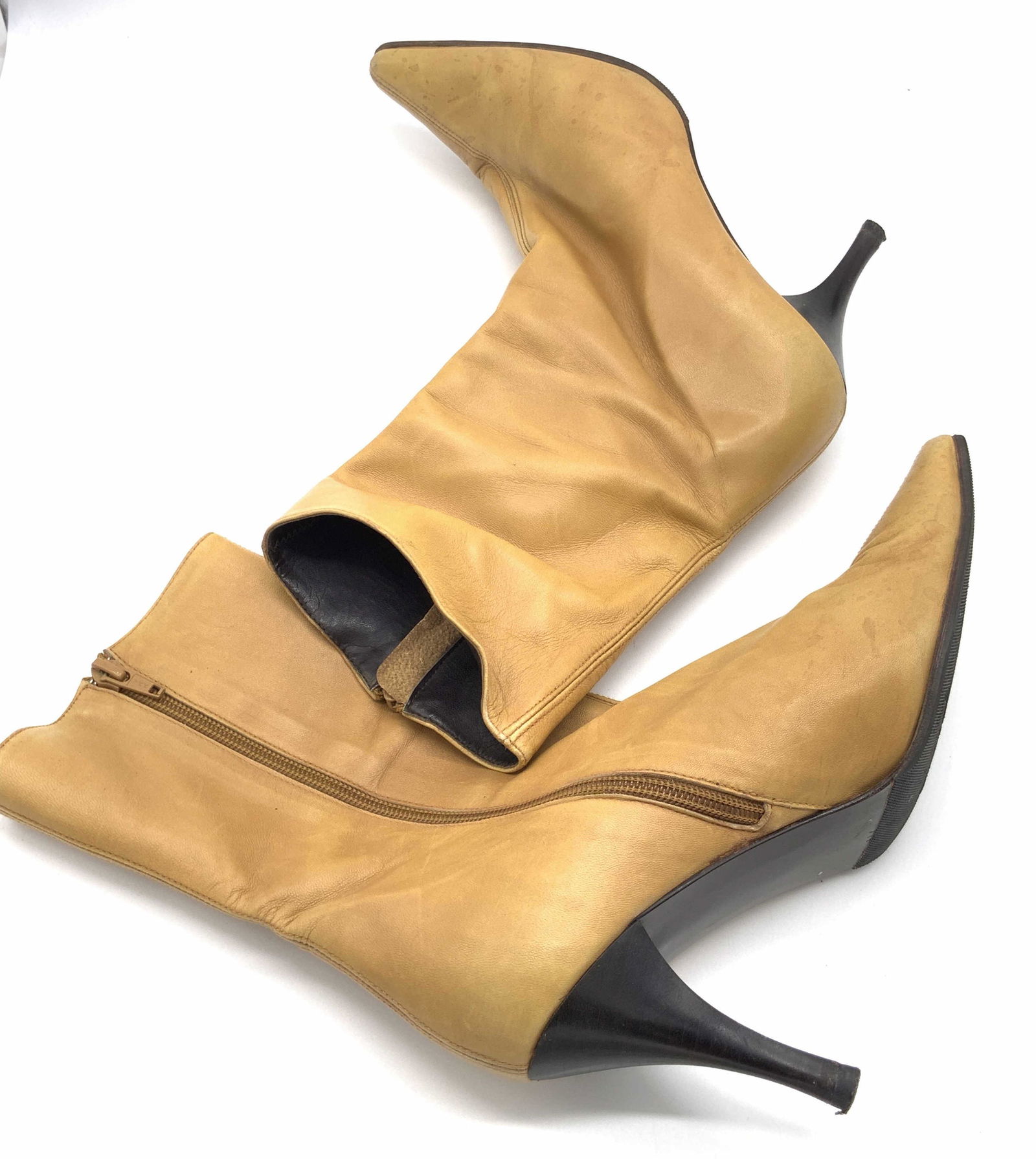 BANANA REPUBLIC Leather Style Beige Heeled Boots (1 of 8)