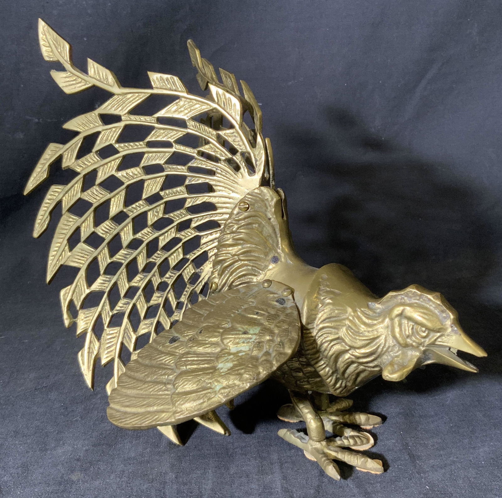 Vintage Brass Rooster Sculpture (1 of 6)