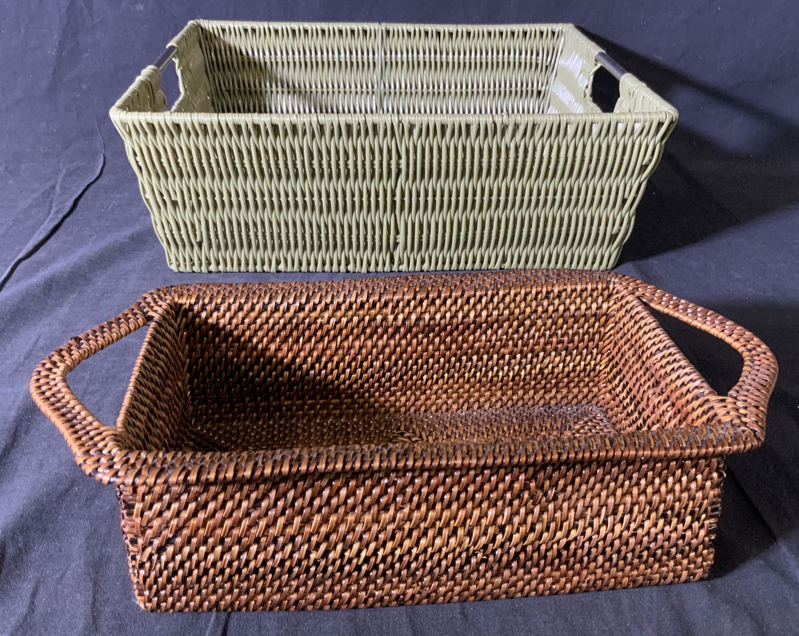 Lot 3 Wooden & Wicker Trays & Baskets (1 of 5)