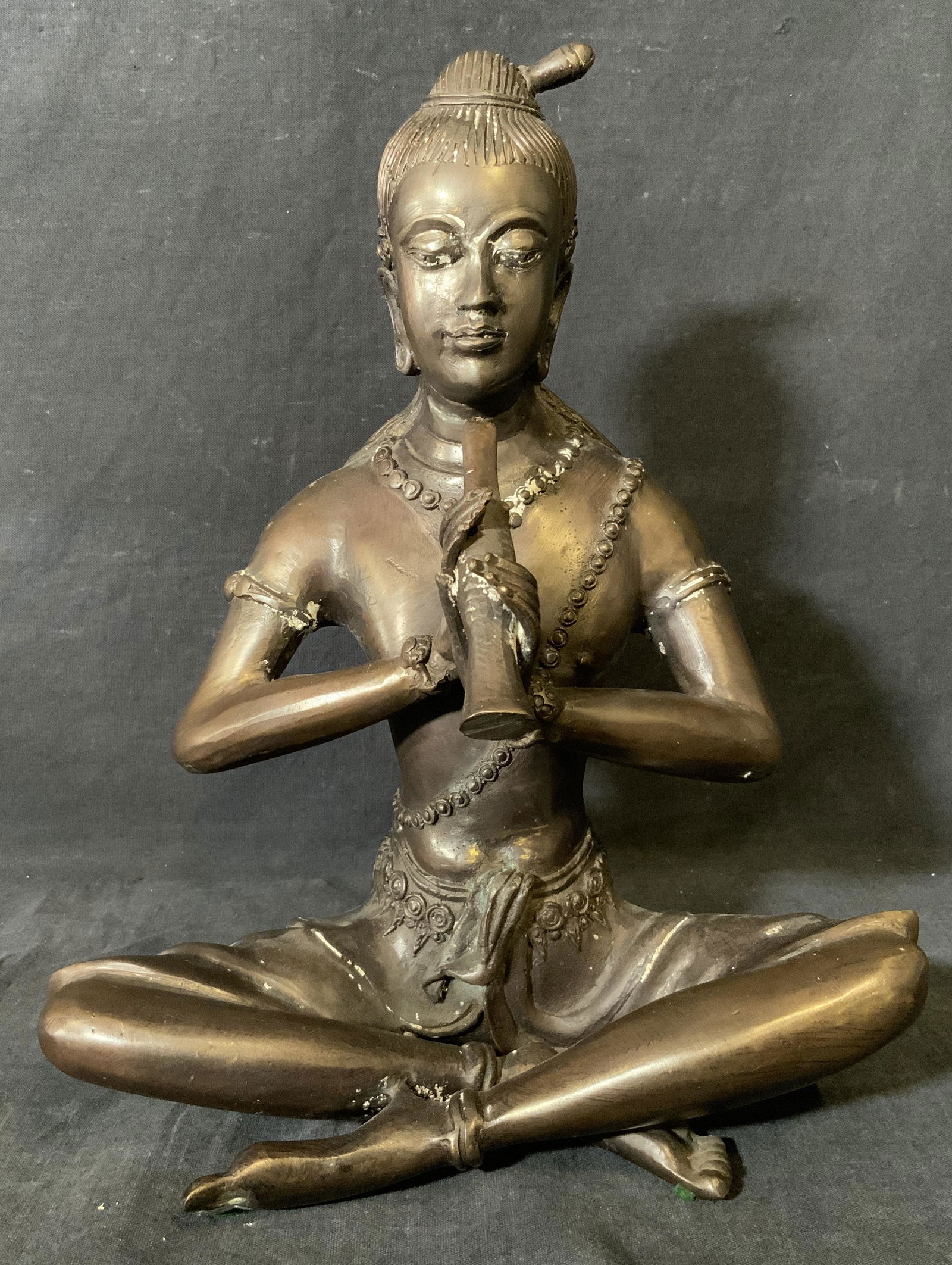 Painted Bronze Indian Statue (1 of 7)