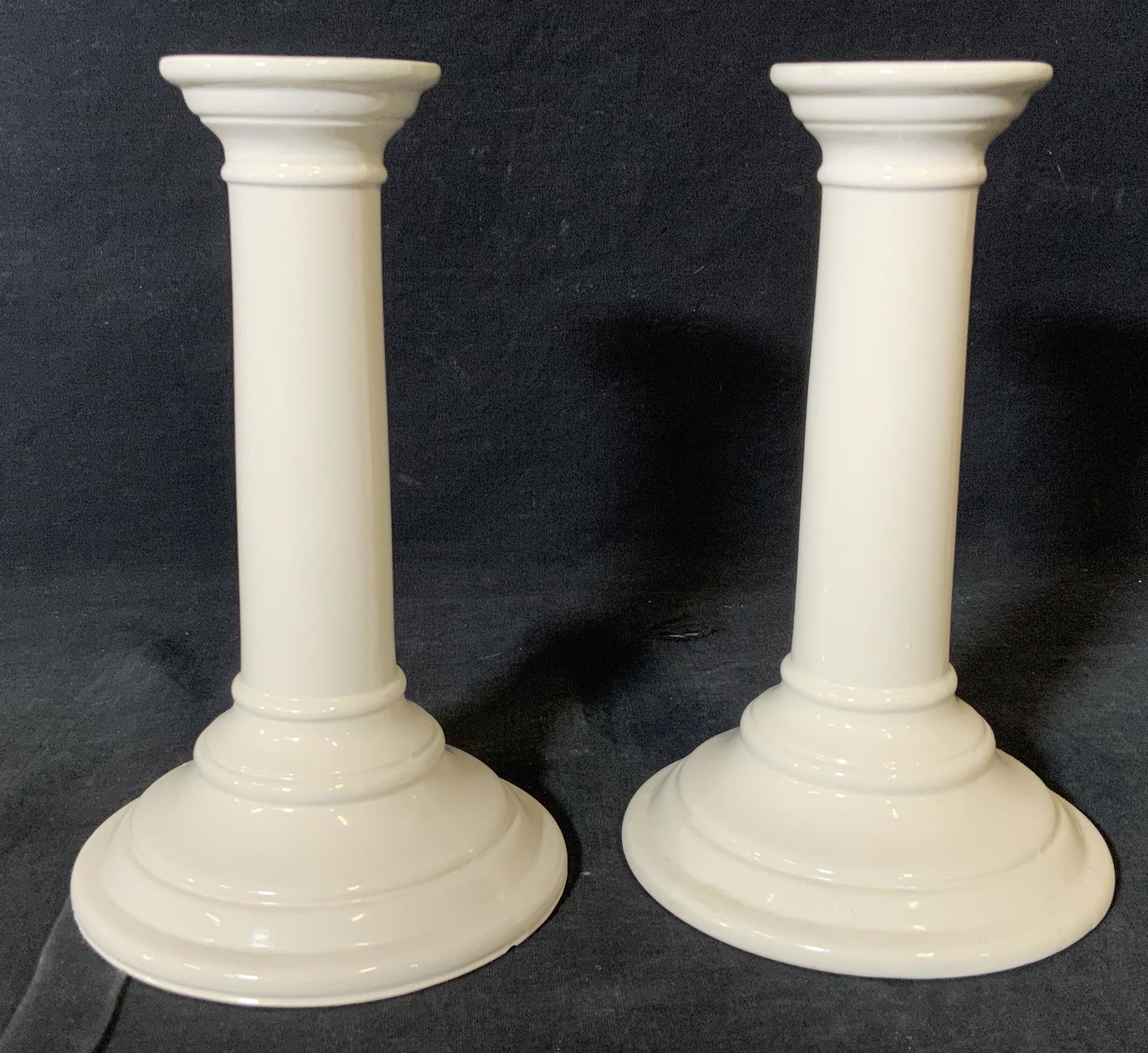 Painted White Ceramic Candlestick Holders (1 of 5)