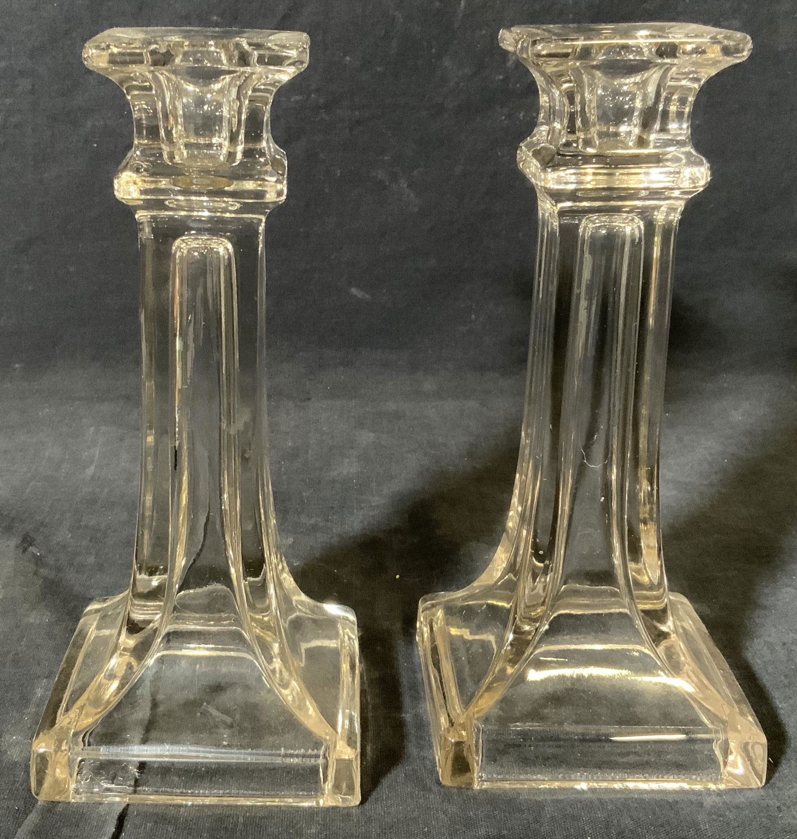 Pair Glass Candlestick Holders (1 of 5)
