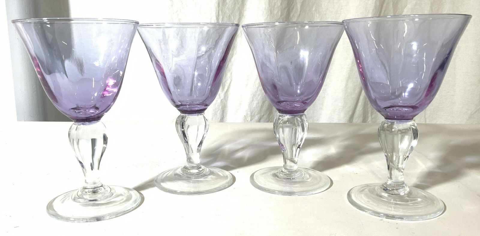 Set 4 Purple Art Glass Goblets (1 of 8)