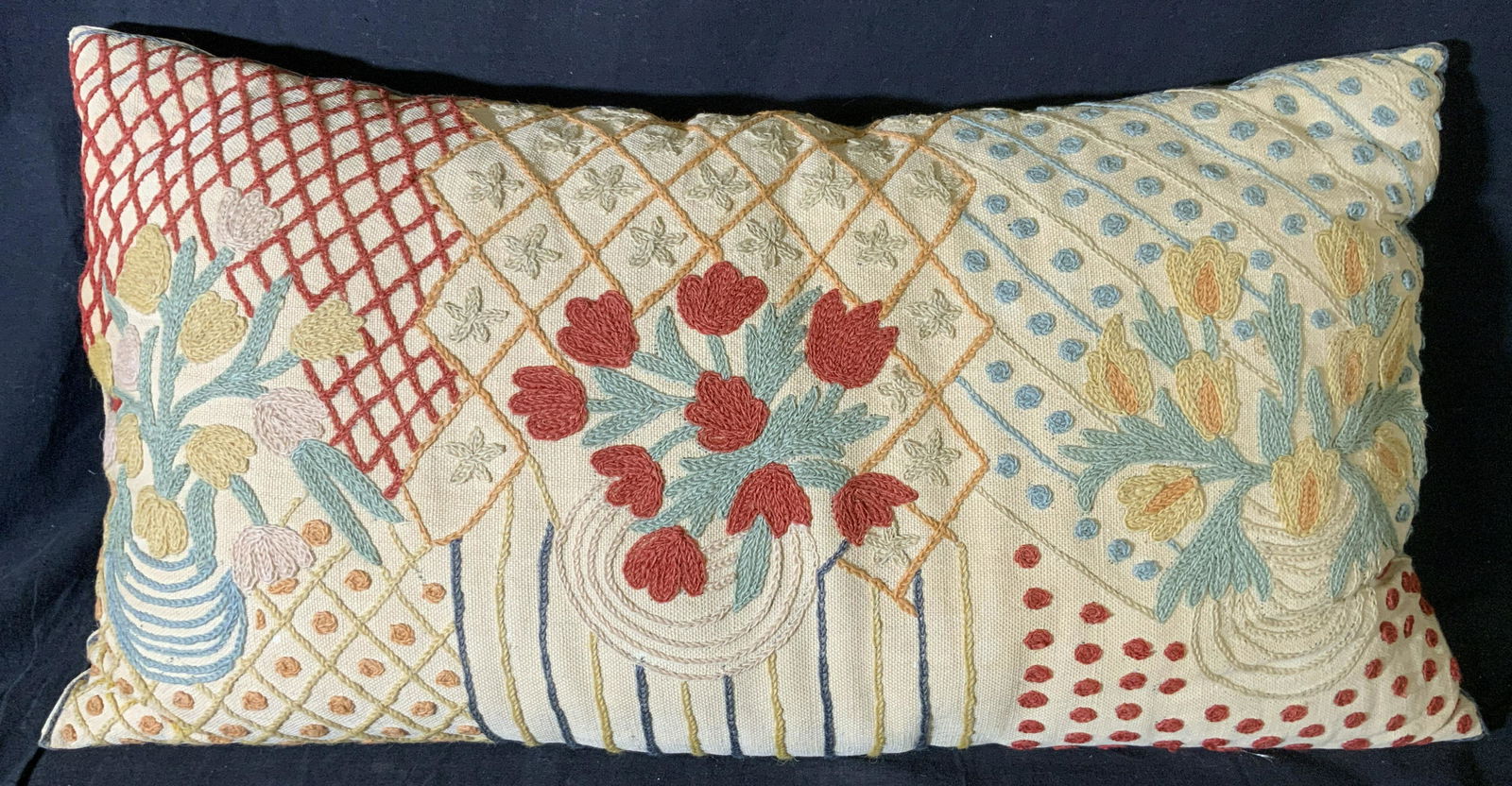 Crewel Embroidered Throw Pillow (1 of 6)