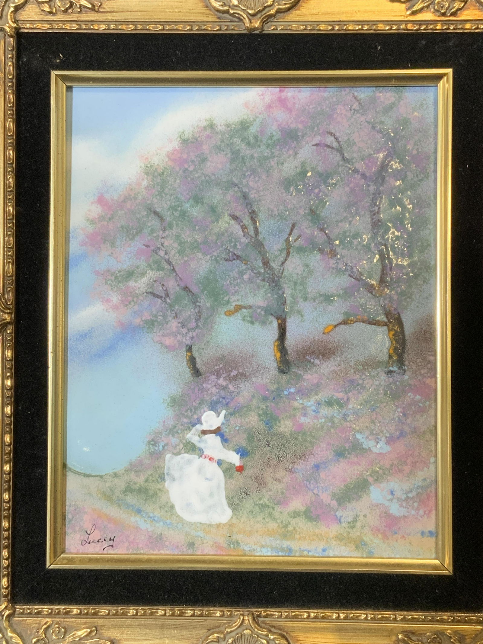 Framed & Signed Enamel Painting (1 of 8)