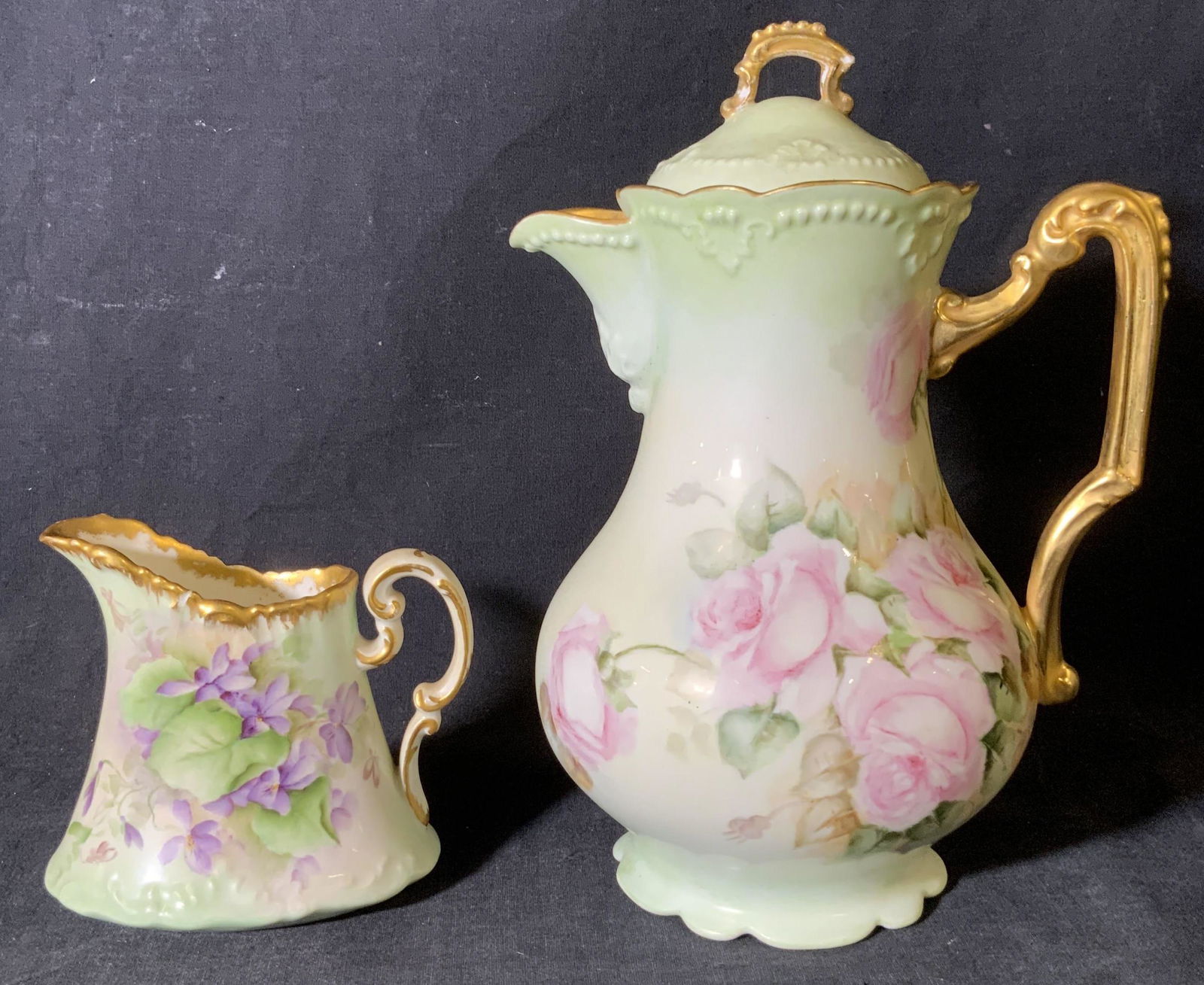 Lot 2 French Porcelain Coffee Pot & Creamer (1 of 9)