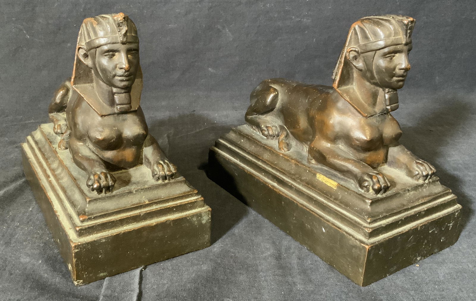 Pair Metal Cast Sphinx Statues (1 of 5)