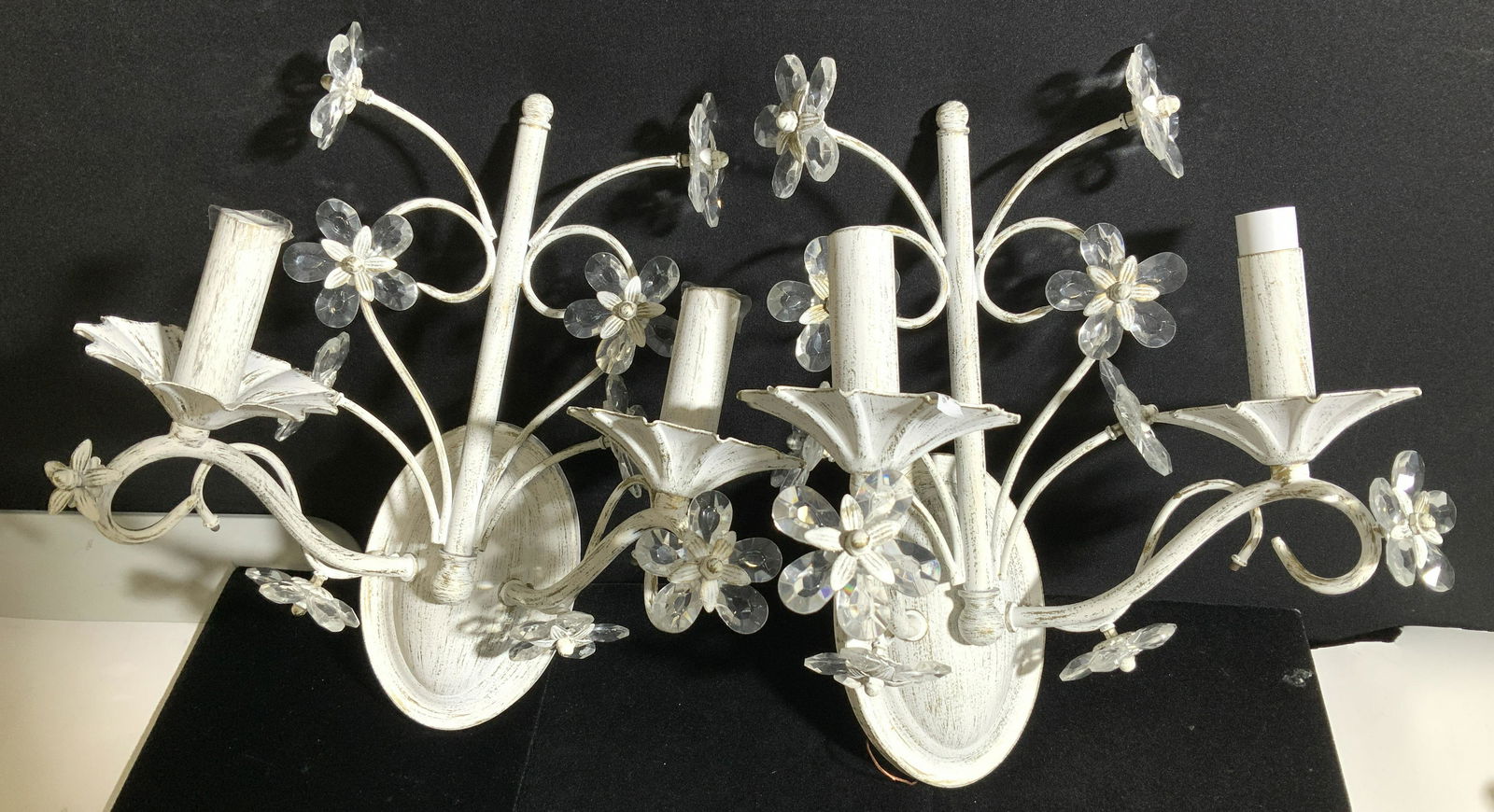Pair Shabby Chic Toleware Dual Light Sconce (1 of 11)