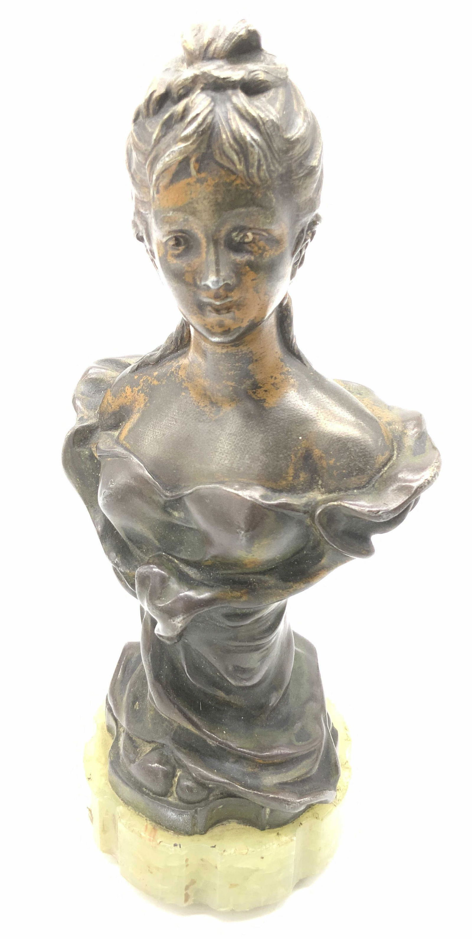 G ZELOCA Signed Metal & Natural Stone Female Bust (1 of 11)