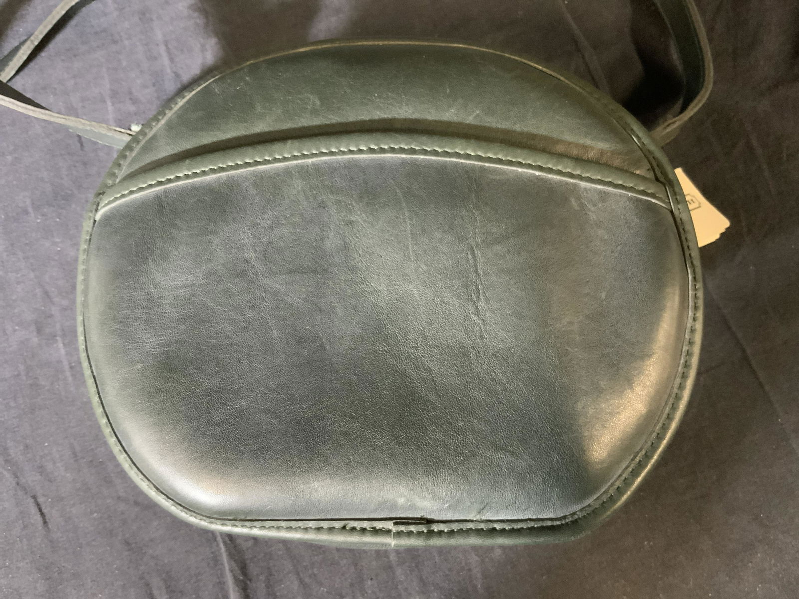 Vintage COACH Leather Chester Bag: Vintage COACH Leather Chester Bag, original tags still attached, reads ‘Coach Grn Chester Bag’, measures 7 3/8 x 8 3/4 inches wide, drop measures 22 inches, surface wear to piece, Vintage handbag,