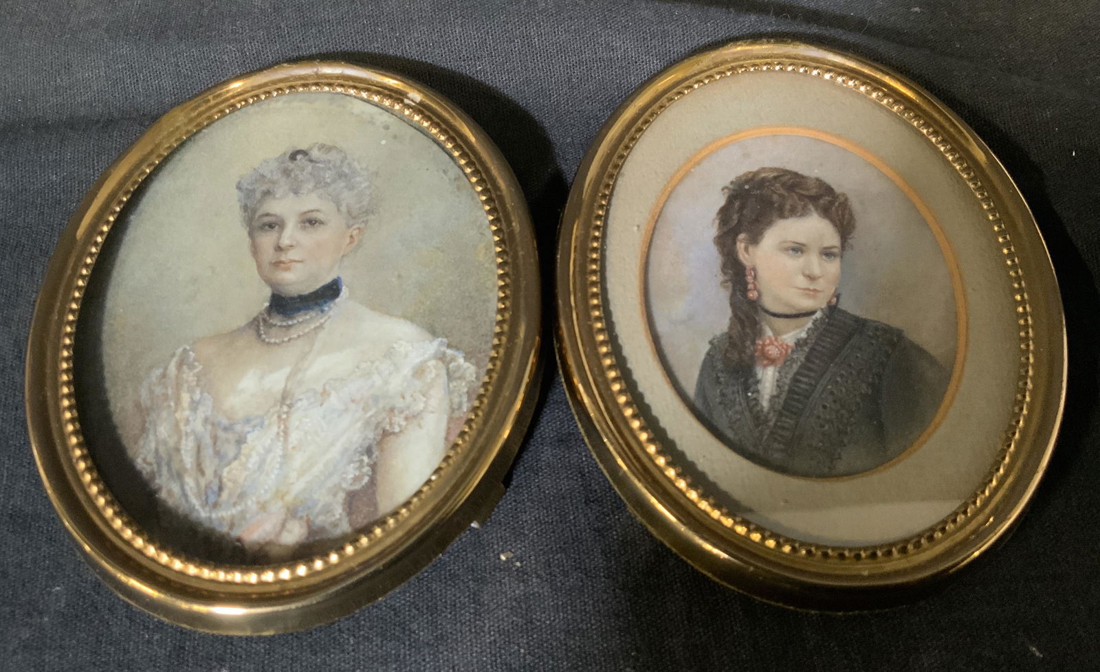 Pair Hand Painted Miniature Portraits (1 of 8)
