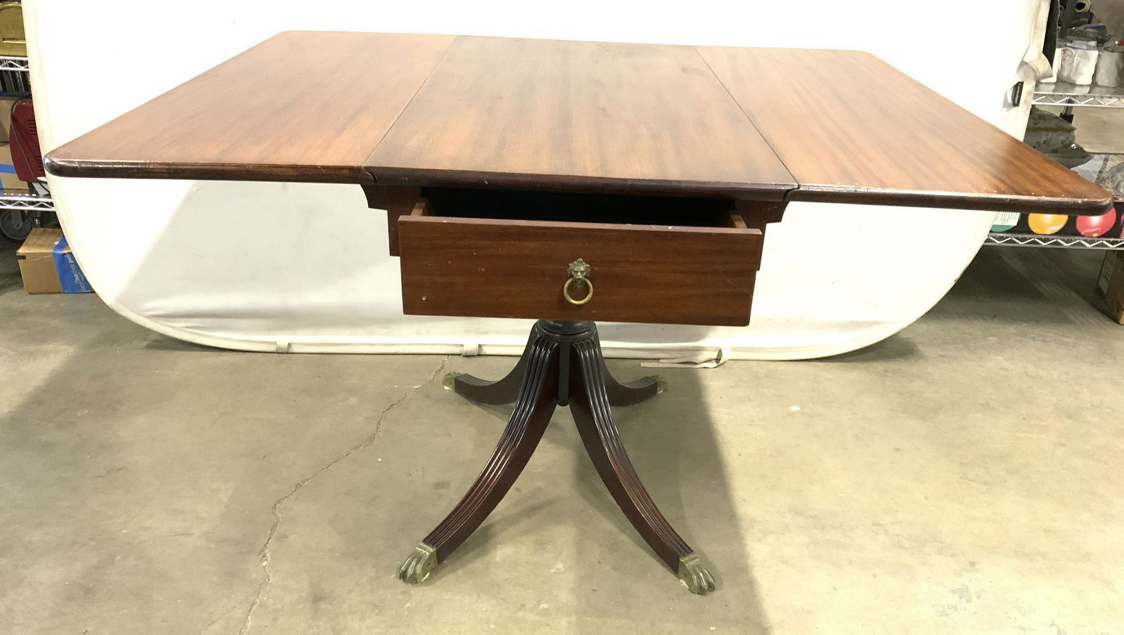 Antique Drop Leaf Wooden Pedestal Table (1 of 10)
