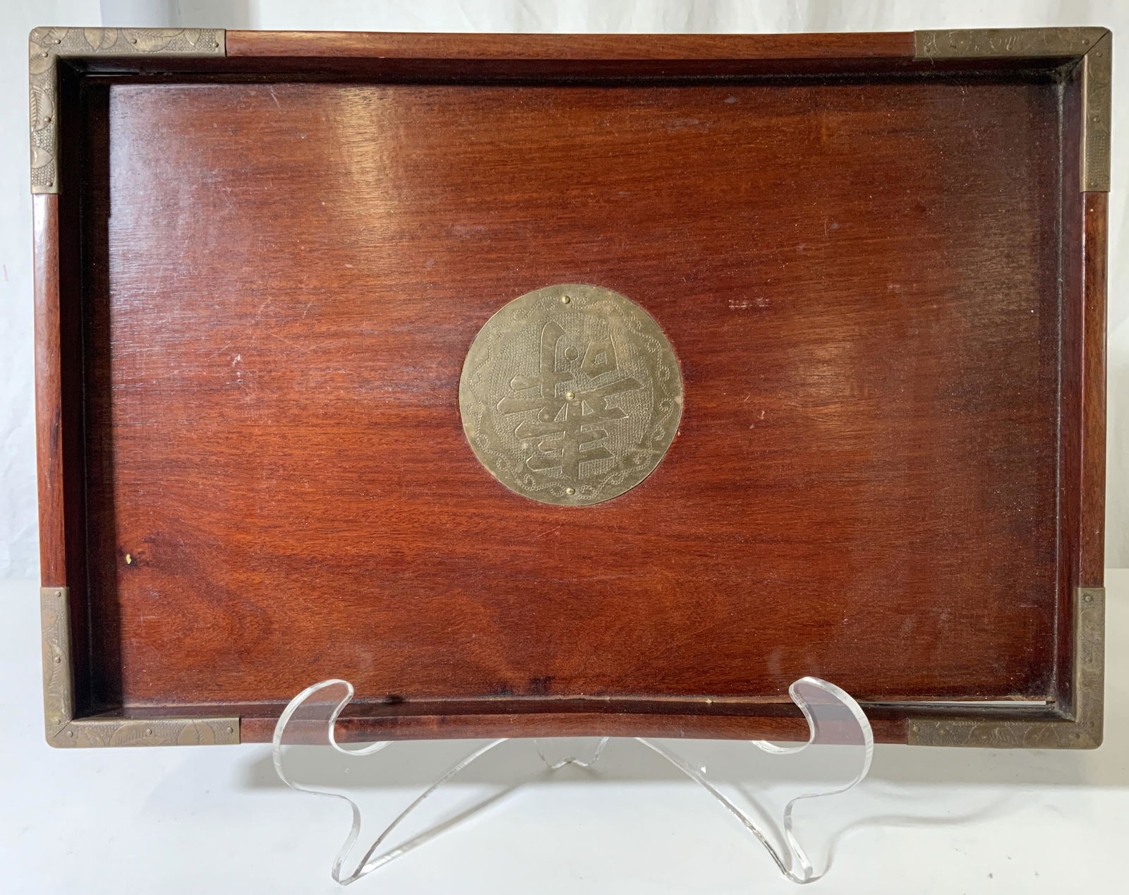 Vintage Asian Rosewood Wall Hanging Serving Tray (1 of 8)