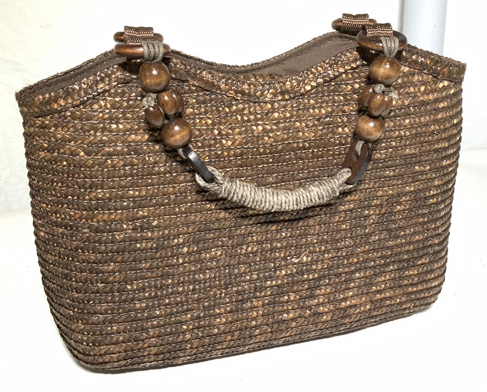Brown Woven Straw Fashion Purse (1 of 6)