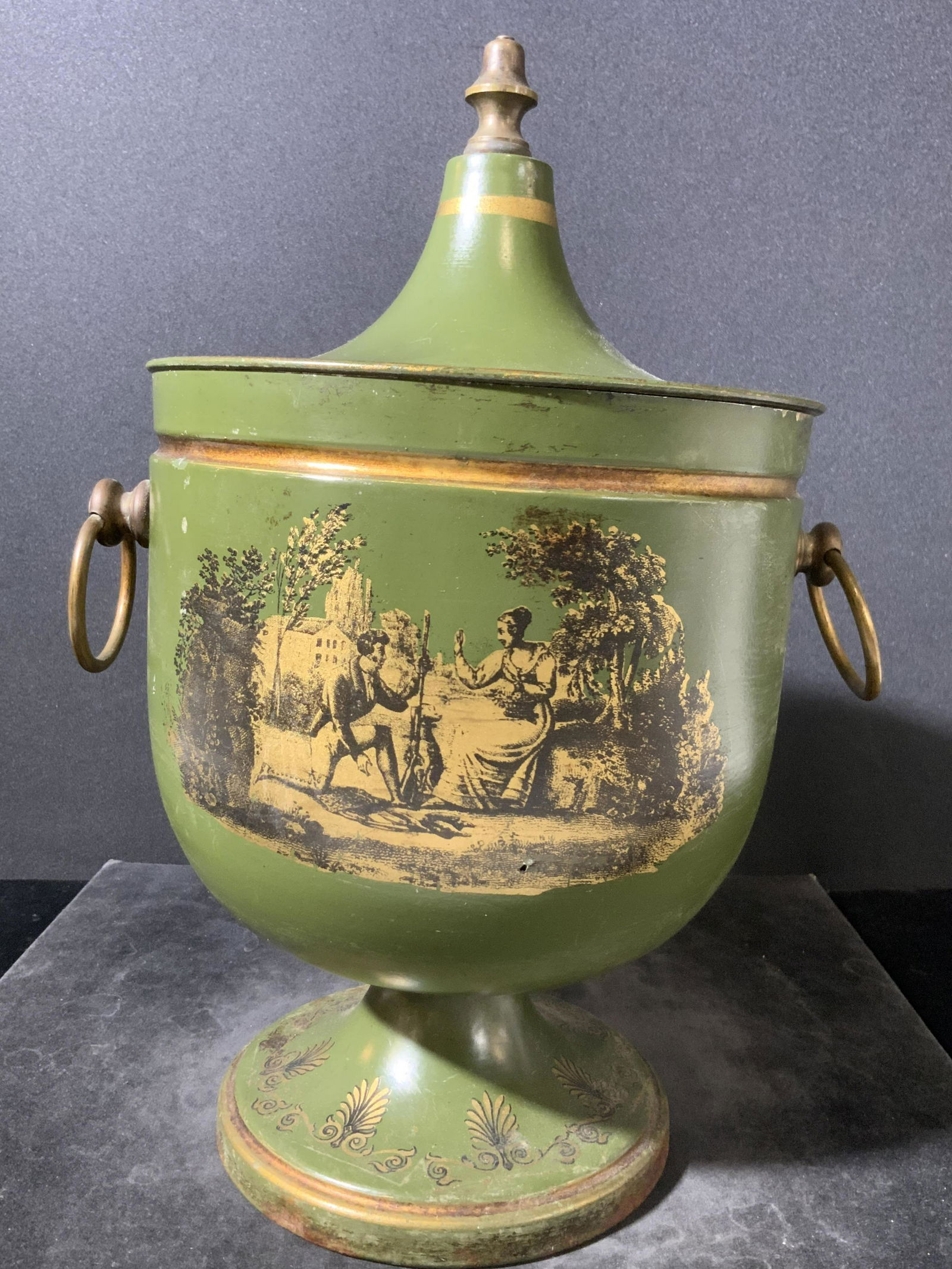 Vintage Italian Toleware Urn Vessel, Lidded (1 of 16)