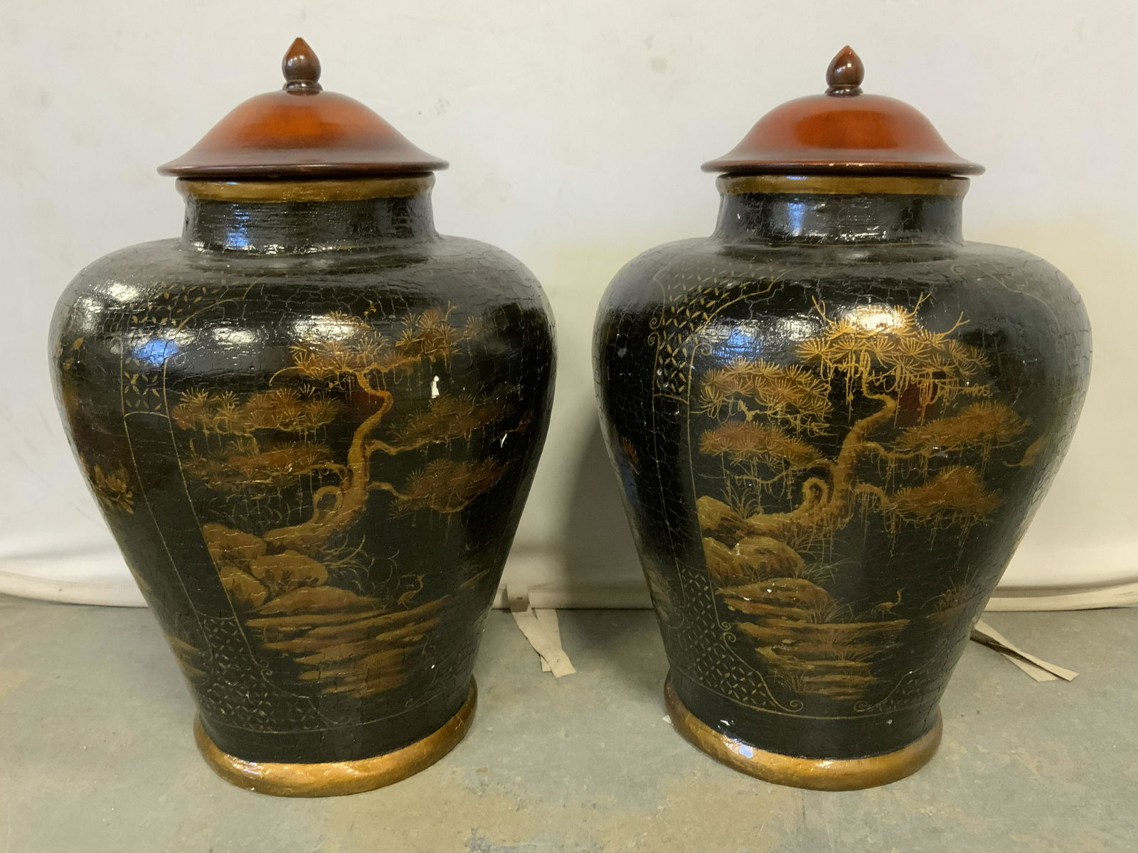 Pair Fiberglass & Plaster Urns 14 in H (1 of 14)