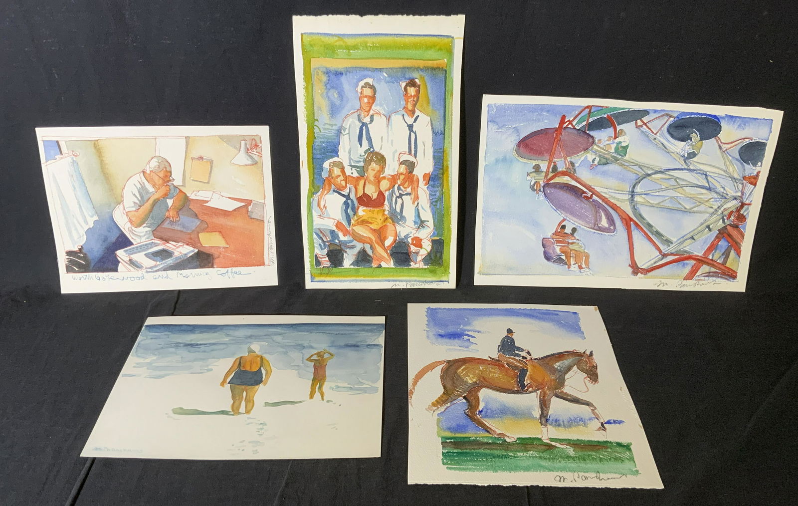 Lot 5 M PARASKAVAS Signed Watercolor Paintings (1 of 8)
