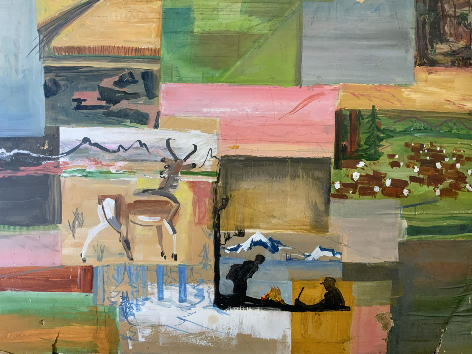 Oil on Board Abstract Painting Artwork (1 of 9)