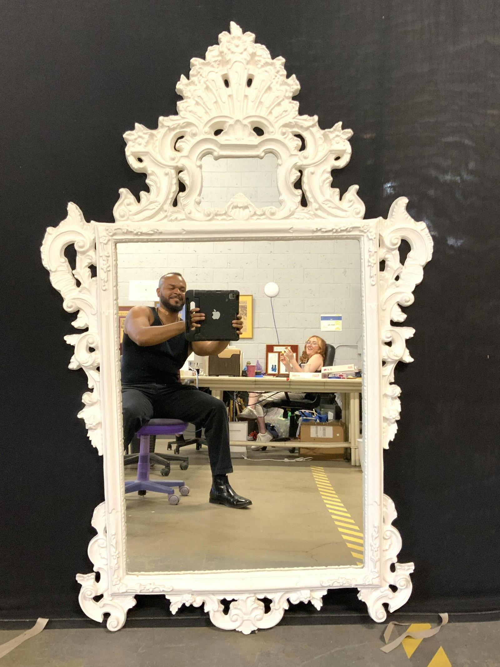 White Toned Ornate Composite Frame Mirror (1 of 8)