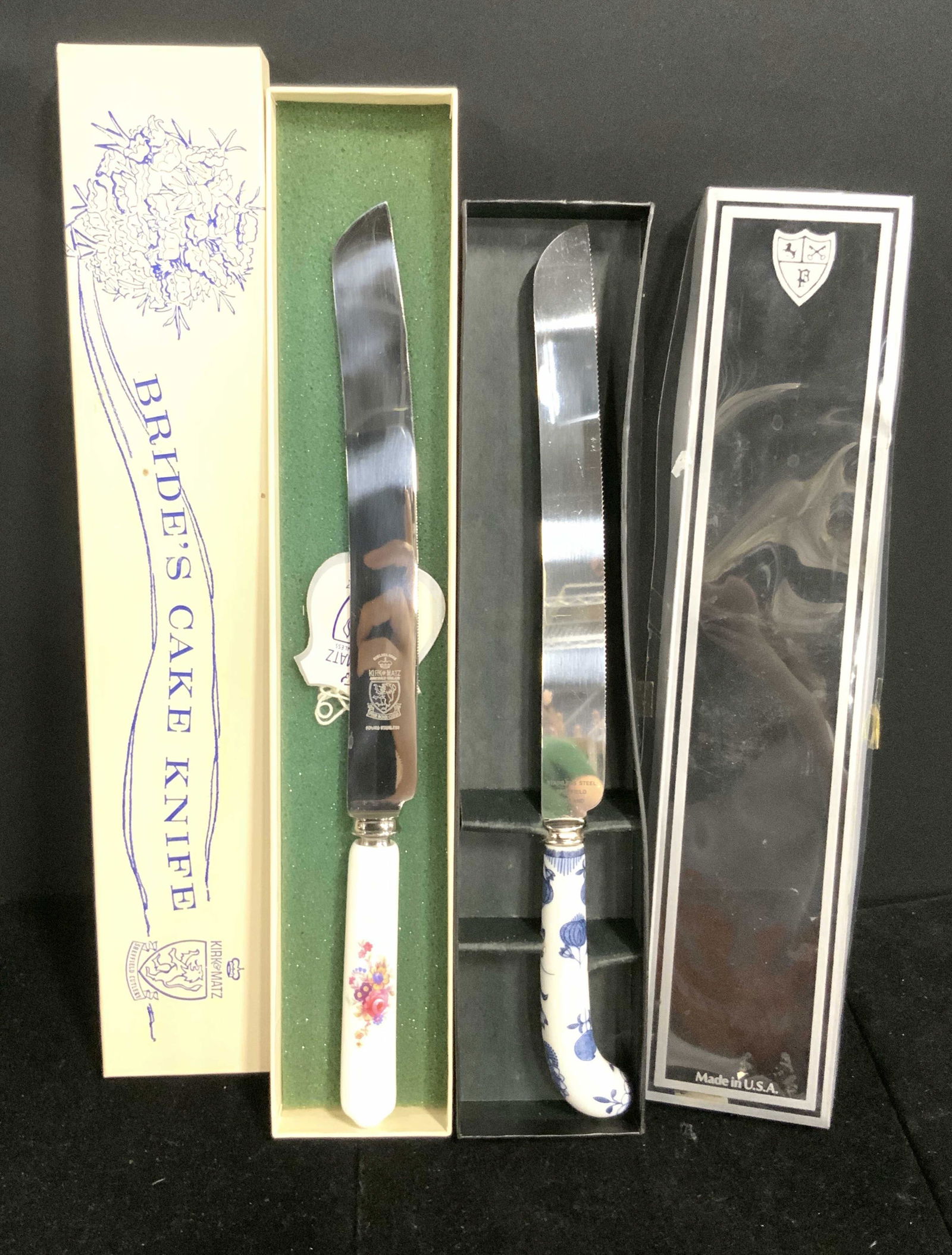 Lot 2 Stainless Steel & Porcelain Cake Knives, Box (1 of 7)